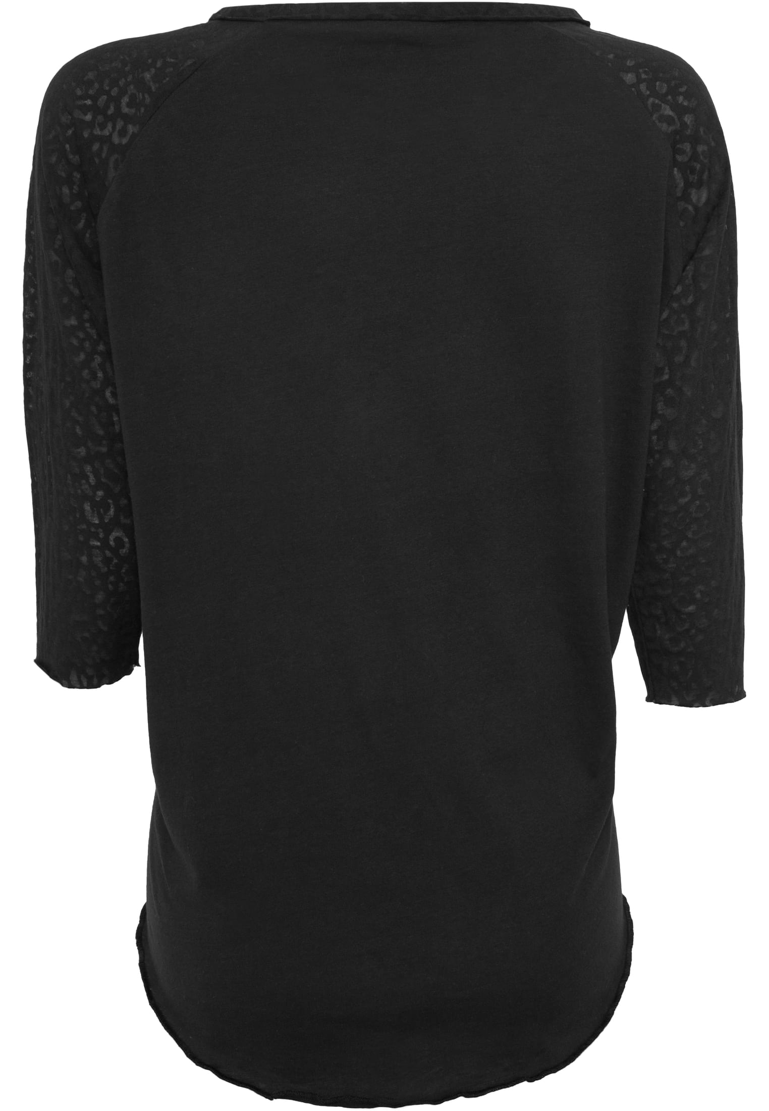 Ladies 3/4 Sleeve Wide Burnout Tee | black