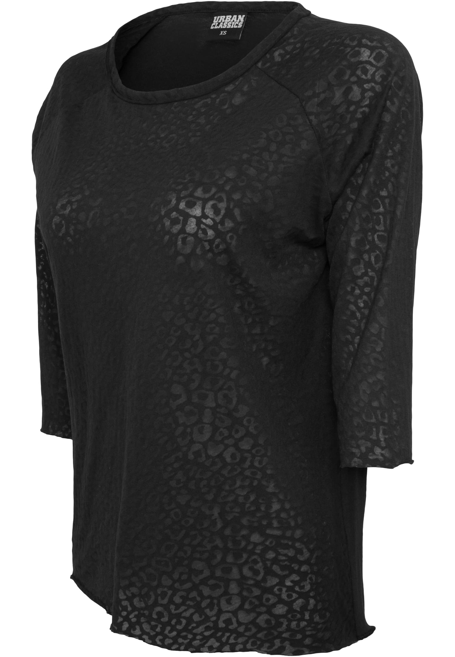 Ladies 3/4 Sleeve Wide Burnout Tee | black