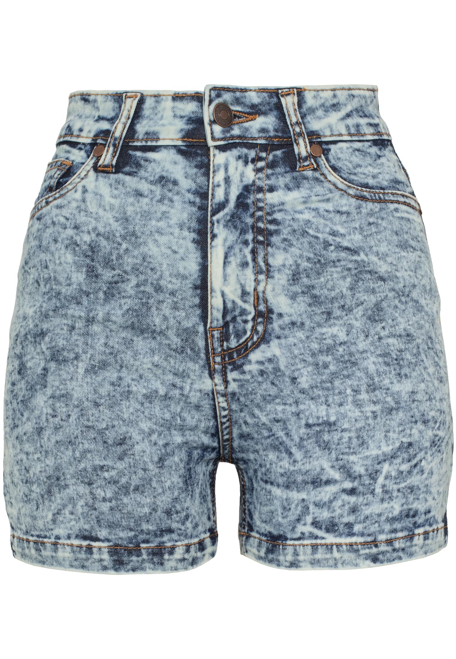 Ladies High Waist Denim Skinny Shorts | blue denim