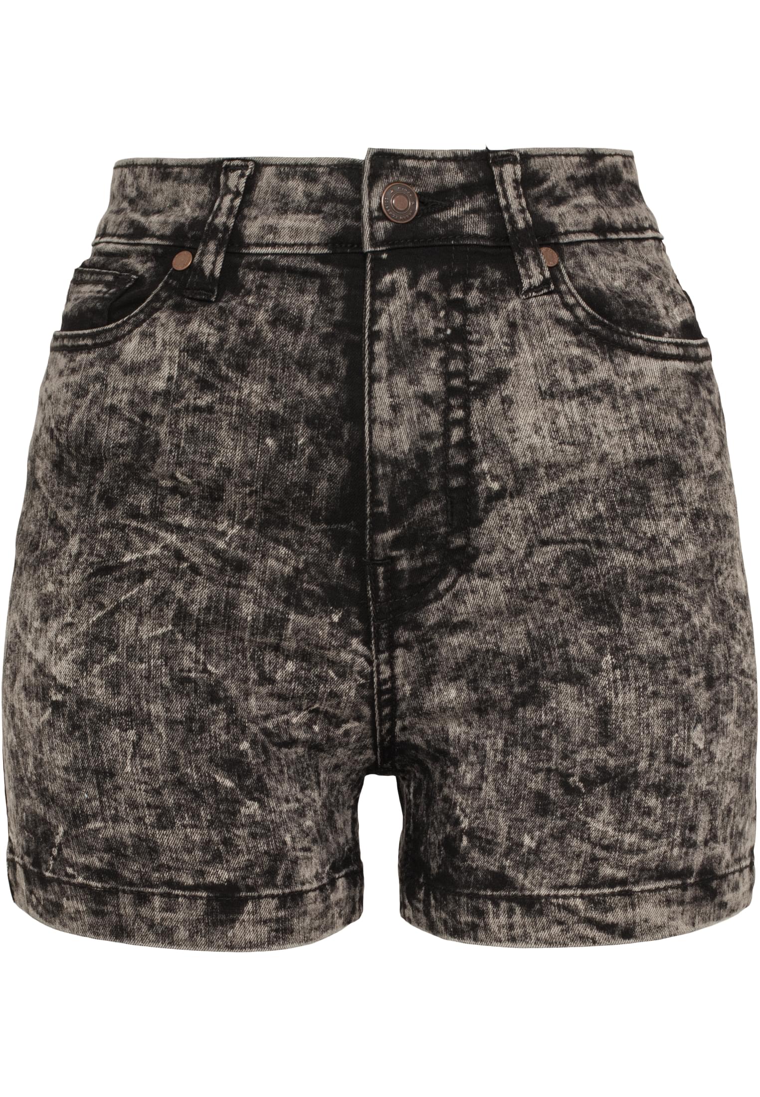 Ladies High Waist Denim Skinny Shorts | black denim