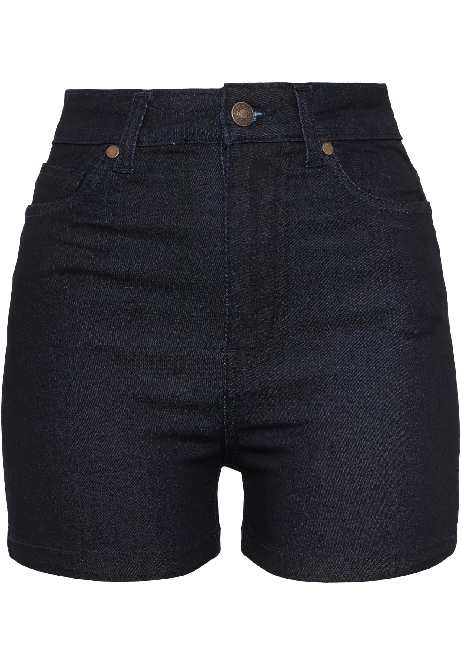 Ladies High Waist Denim Skinny Shorts | dark blue denim