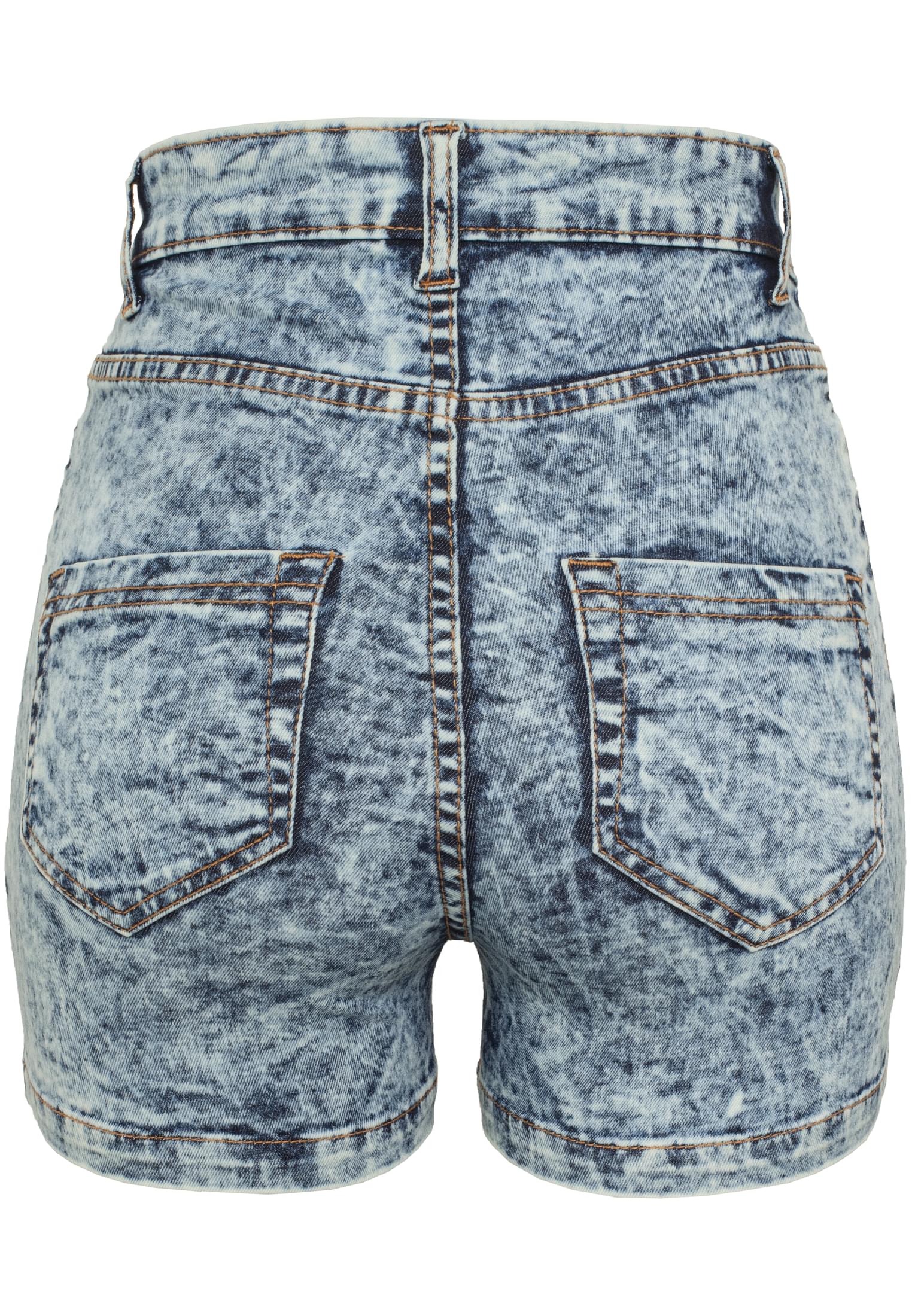 Ladies High Waist Denim Skinny Shorts | blue denim