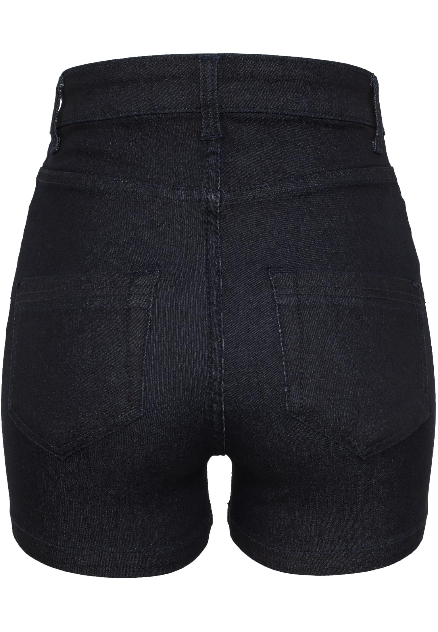 Ladies High Waist Denim Skinny Shorts | dark blue denim