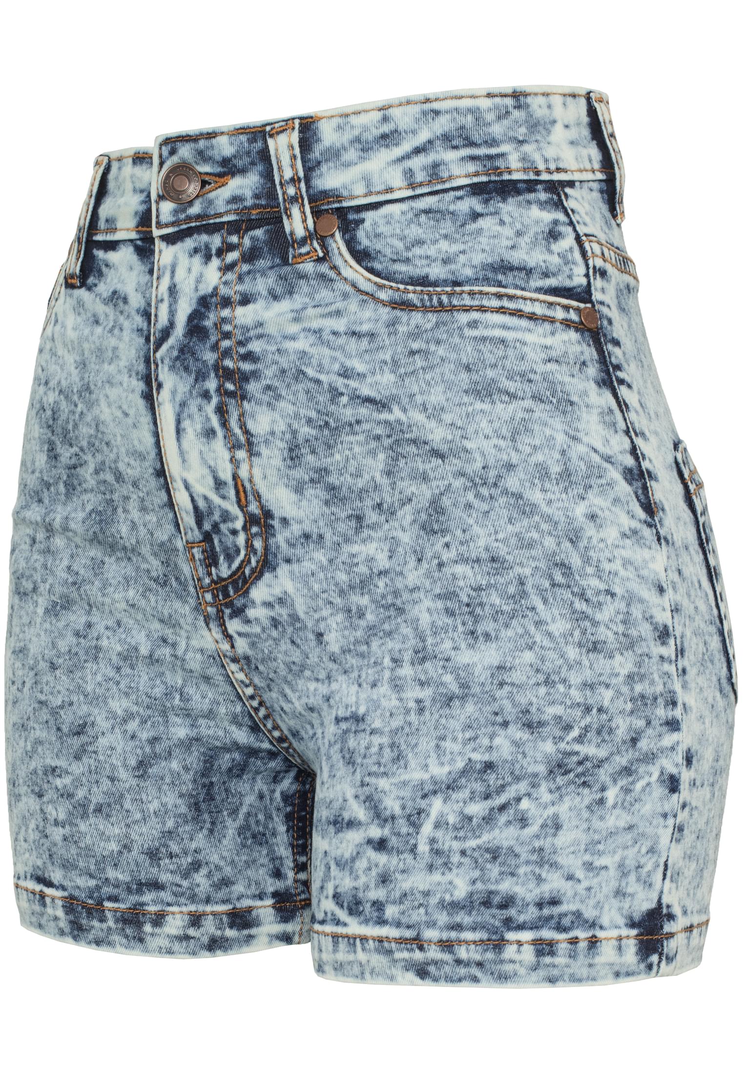 Ladies High Waist Denim Skinny Shorts | blue denim