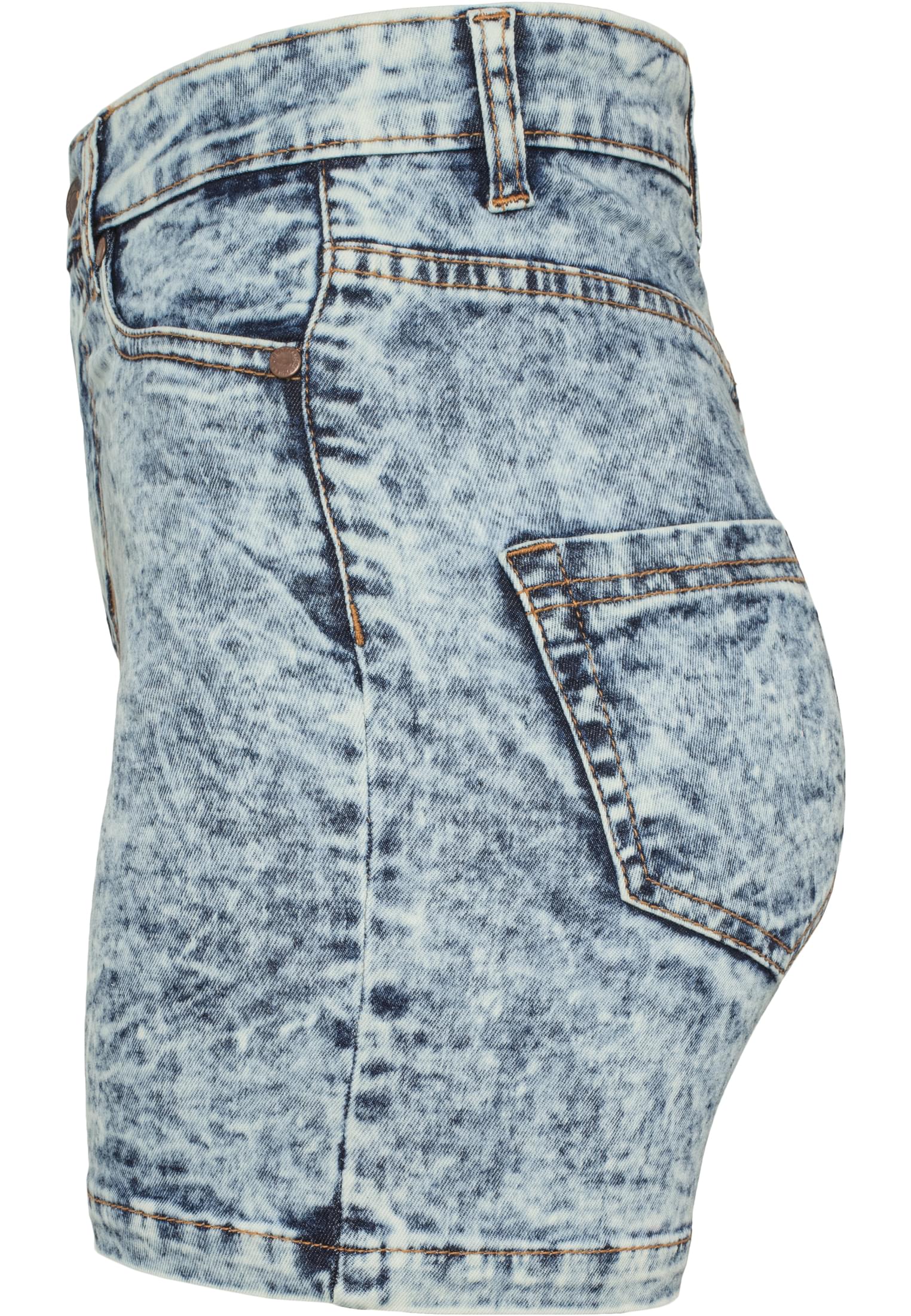 Ladies High Waist Denim Skinny Shorts | blue denim