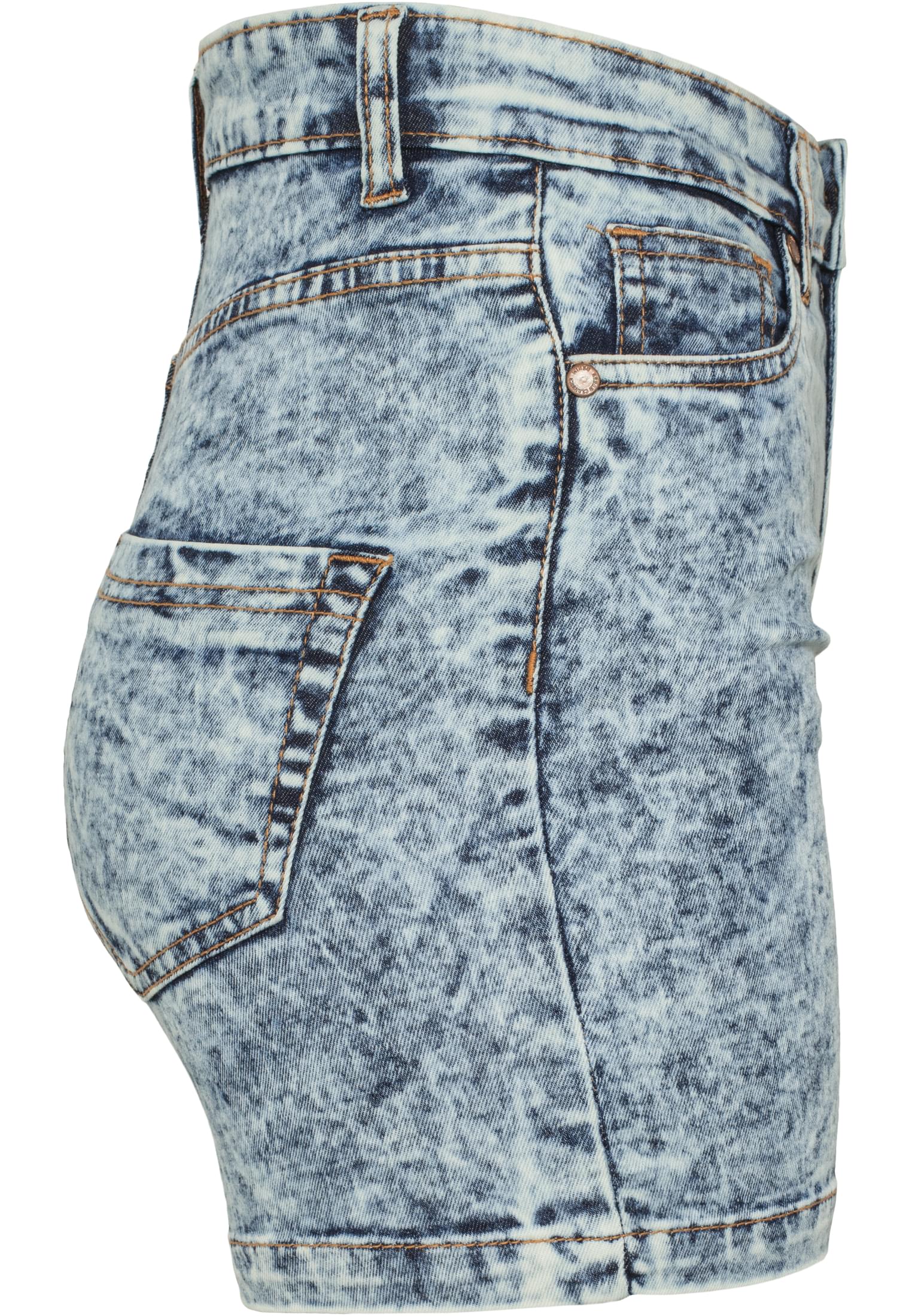 Ladies High Waist Denim Skinny Shorts | blue denim