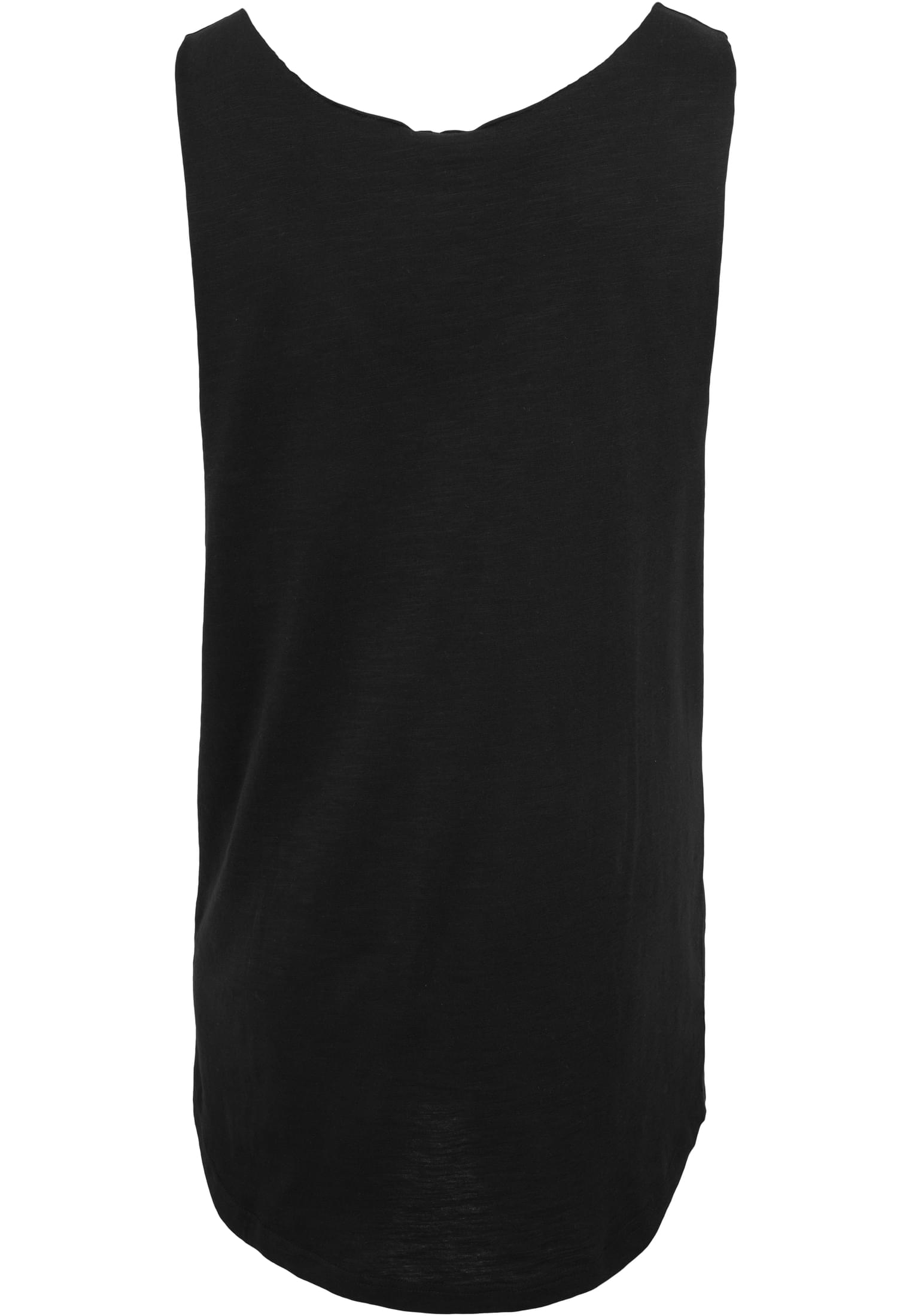 Long Shaped Open Edge Loose Tank | black