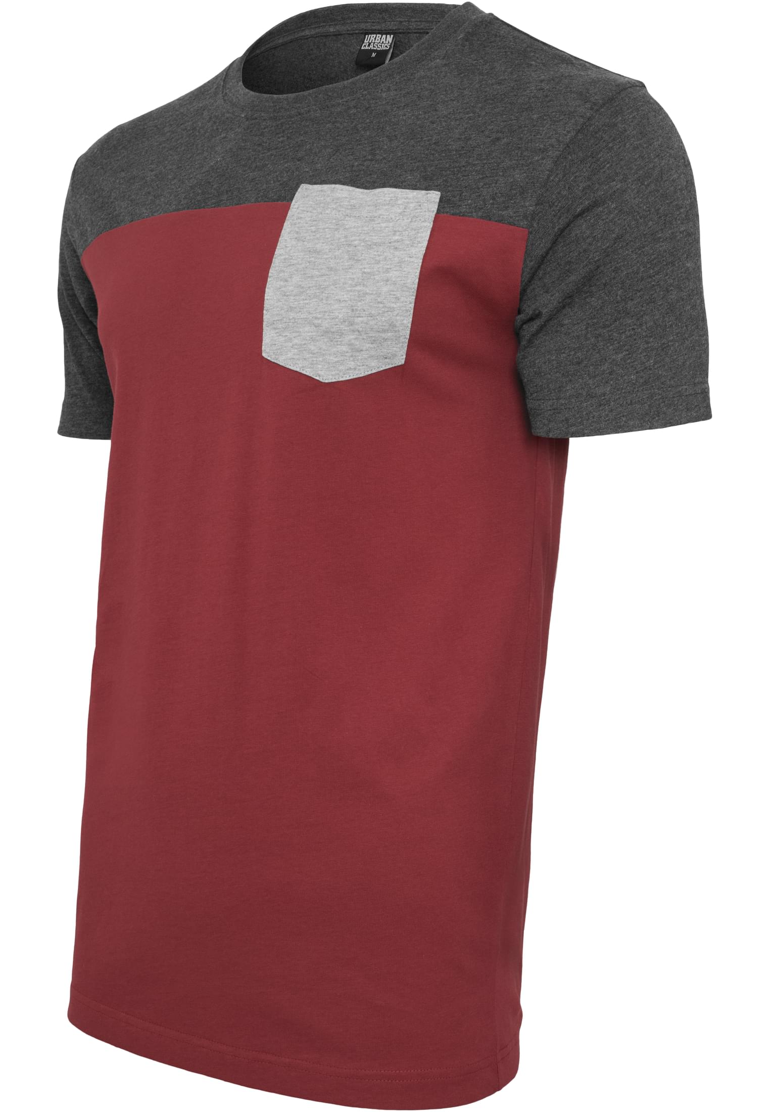 3-Tone Pocket Tee | burgundy/cha/gry