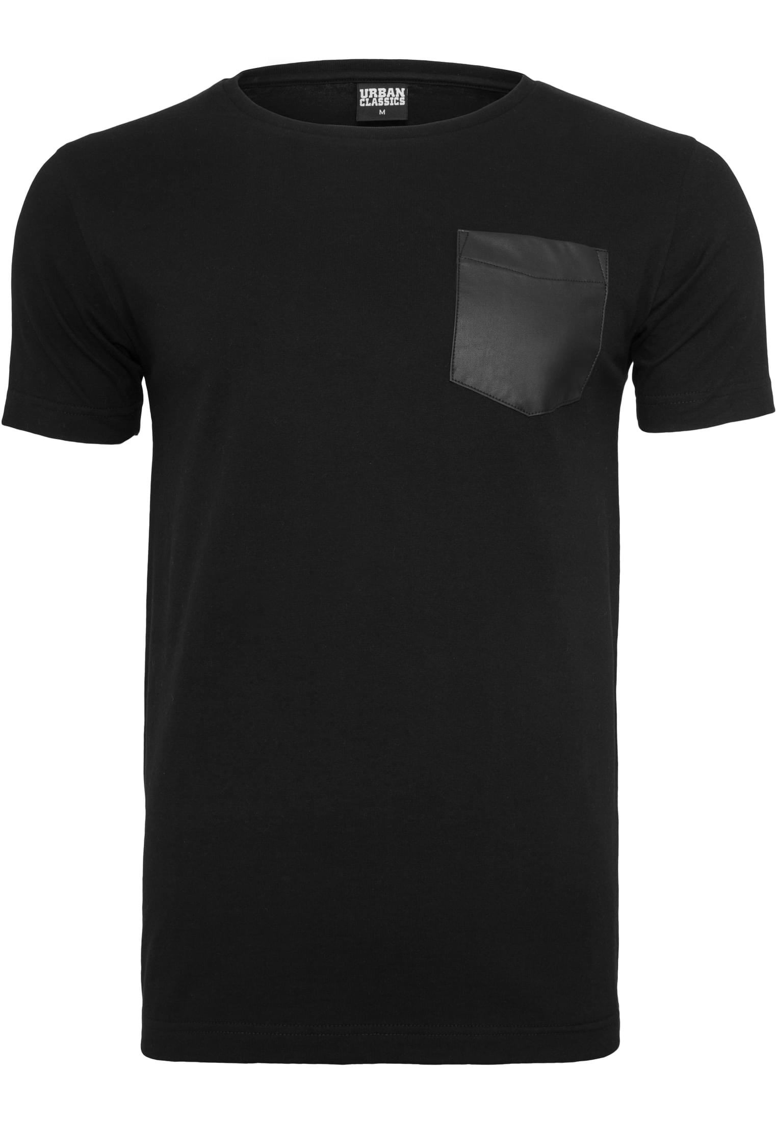 Synthetic Leather Pocket Tee | blk/blk