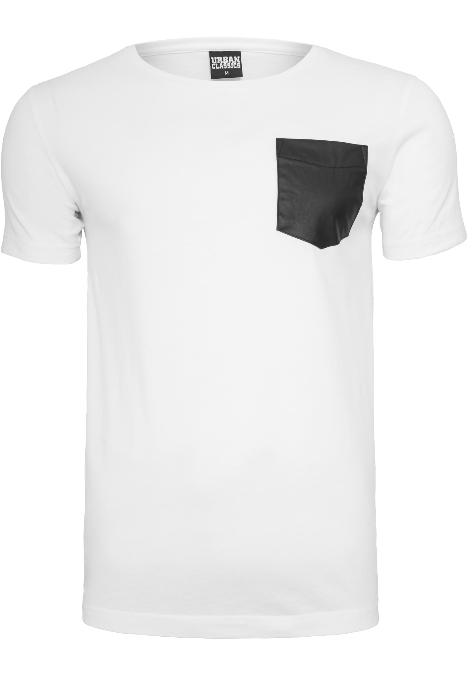 Synthetic Leather Pocket Tee | wht/blk