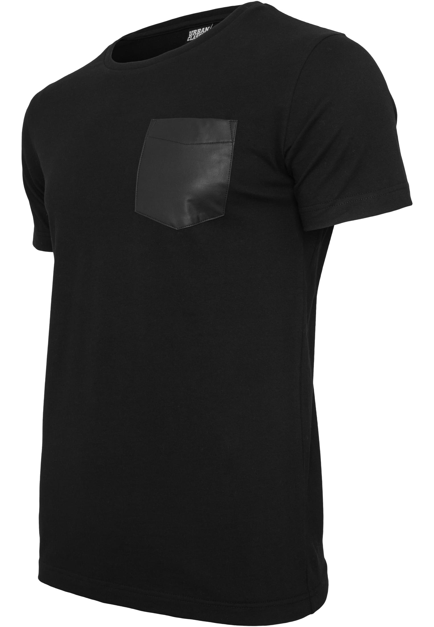 Synthetic Leather Pocket Tee | blk/blk