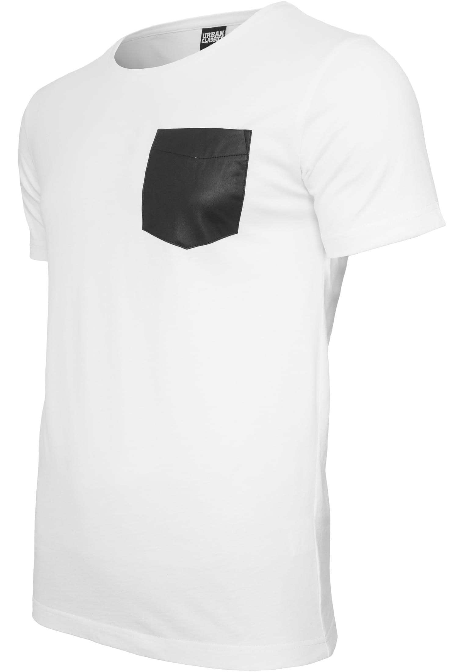 Synthetic Leather Pocket Tee | wht/blk