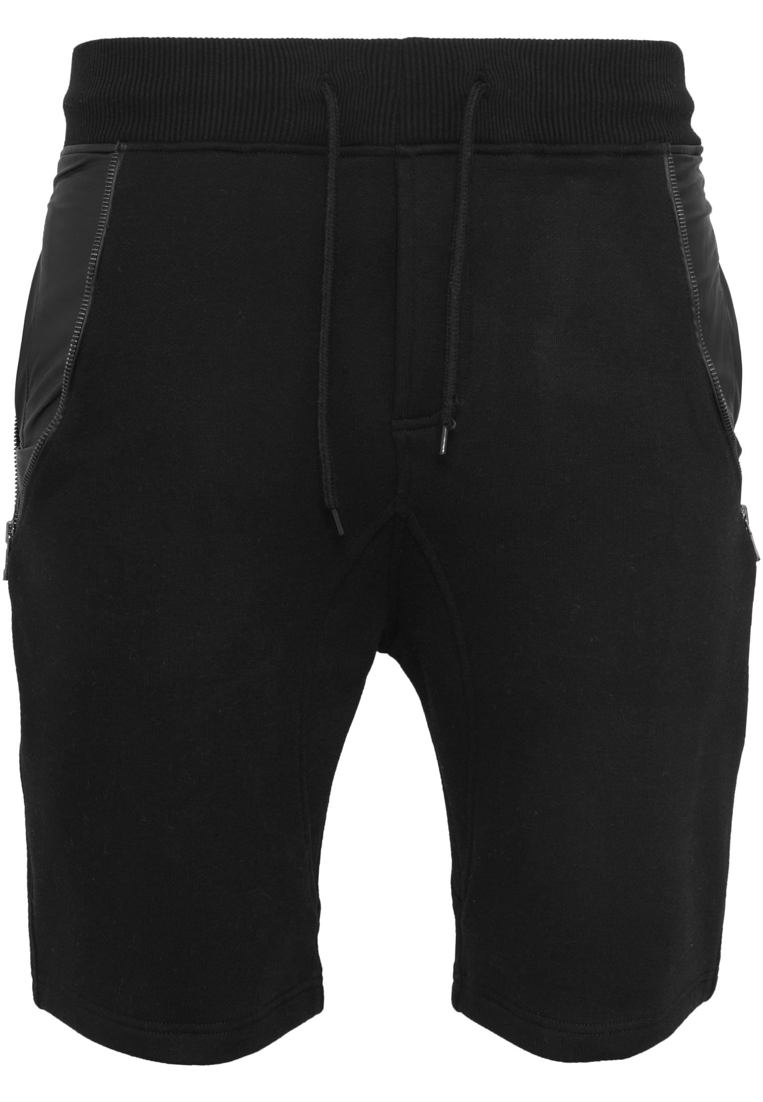 Side-Zip Synthetic Leather Sweatshorts | blk/blk