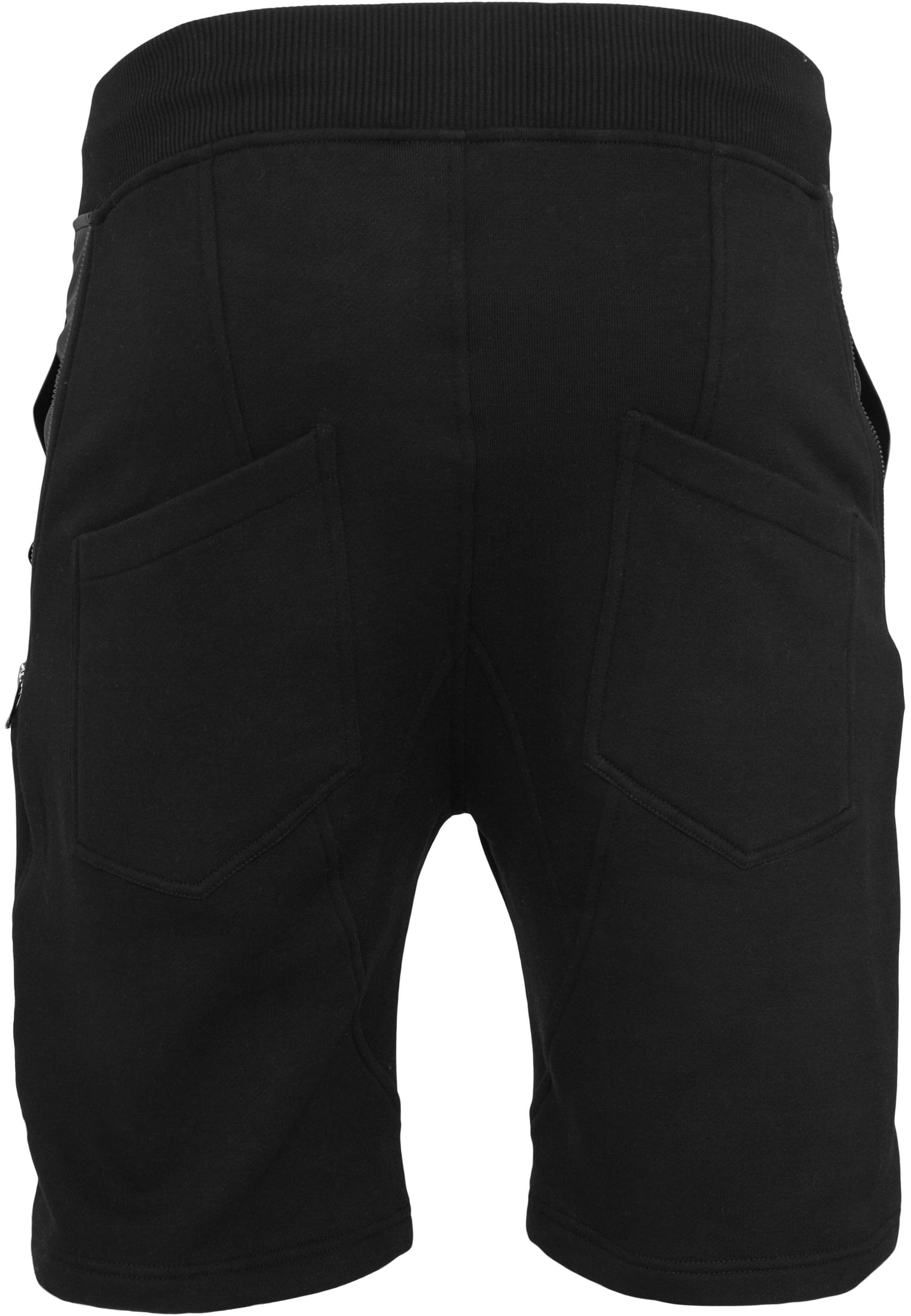 Side-Zip Synthetic Leather Sweatshorts | blk/blk