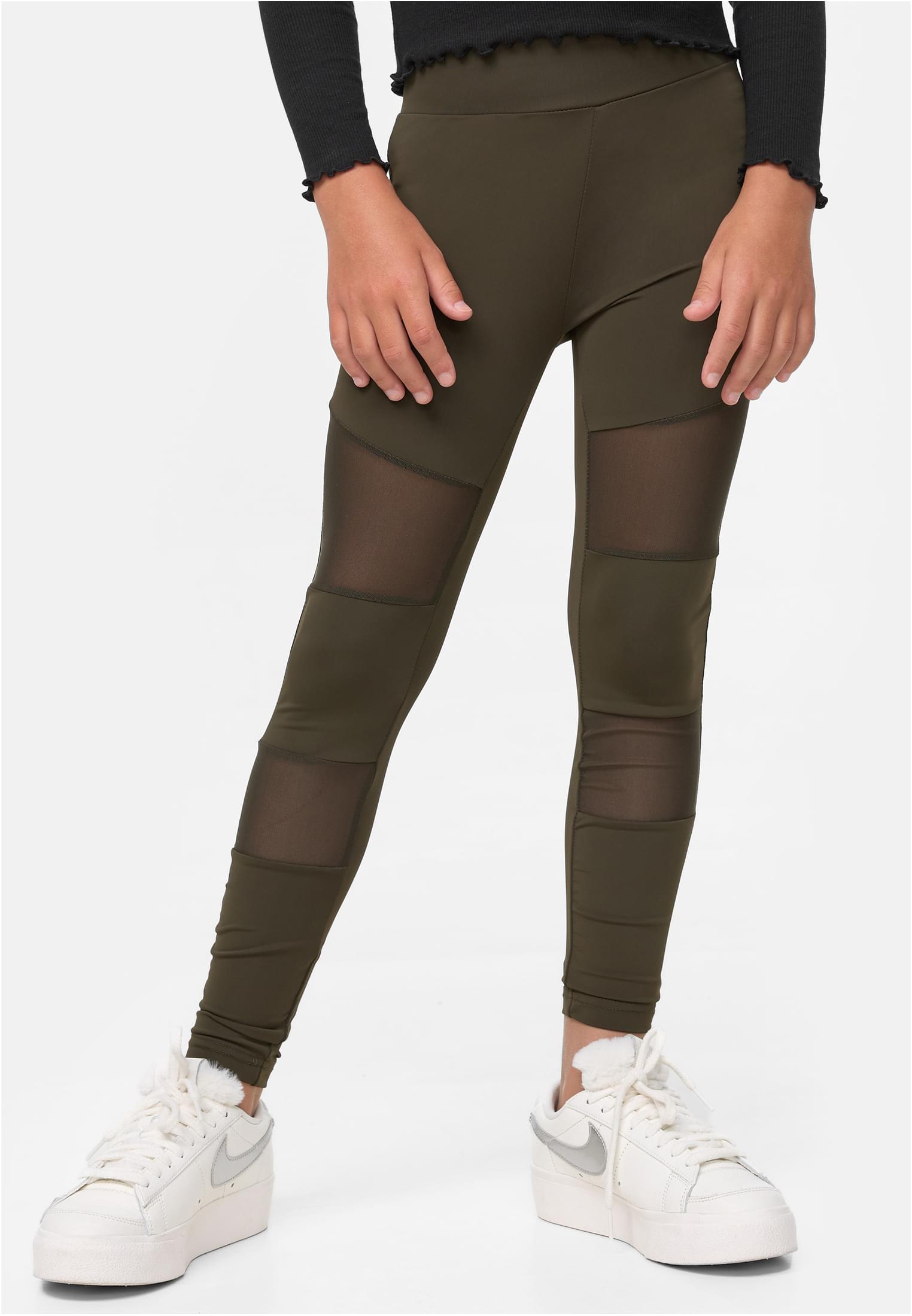 Girls Tech Mesh Leggings | darkolive