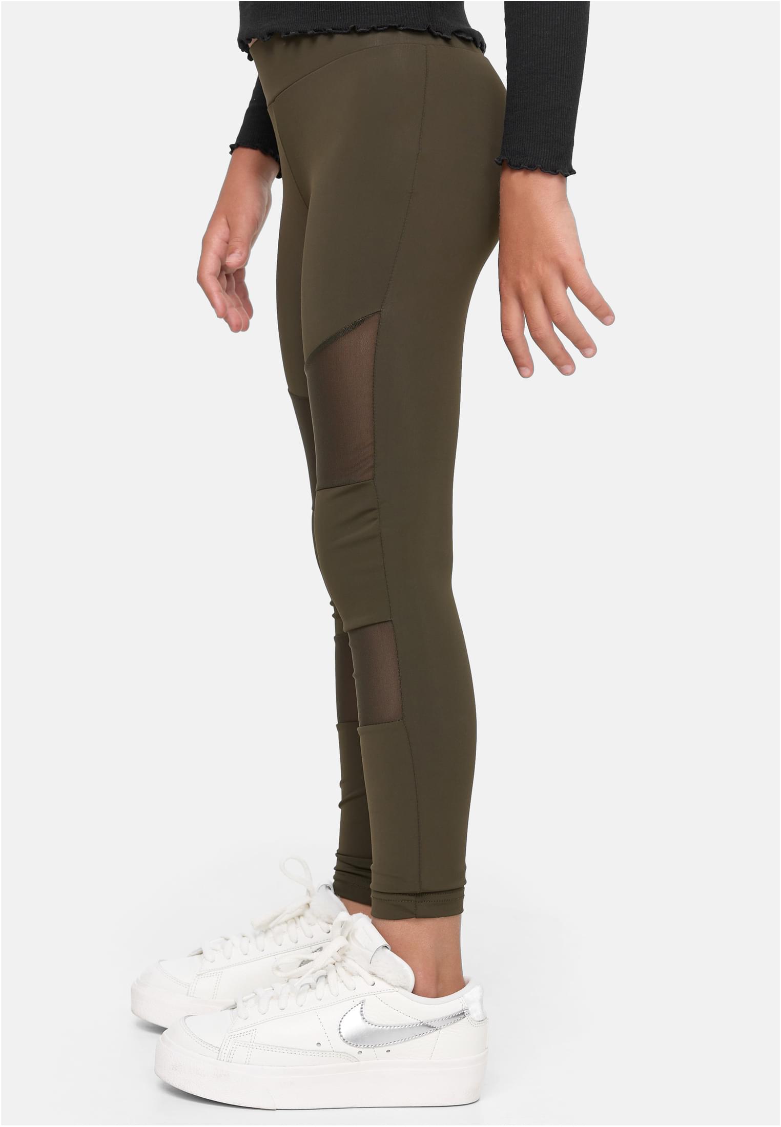 Girls Tech Mesh Leggings | darkolive