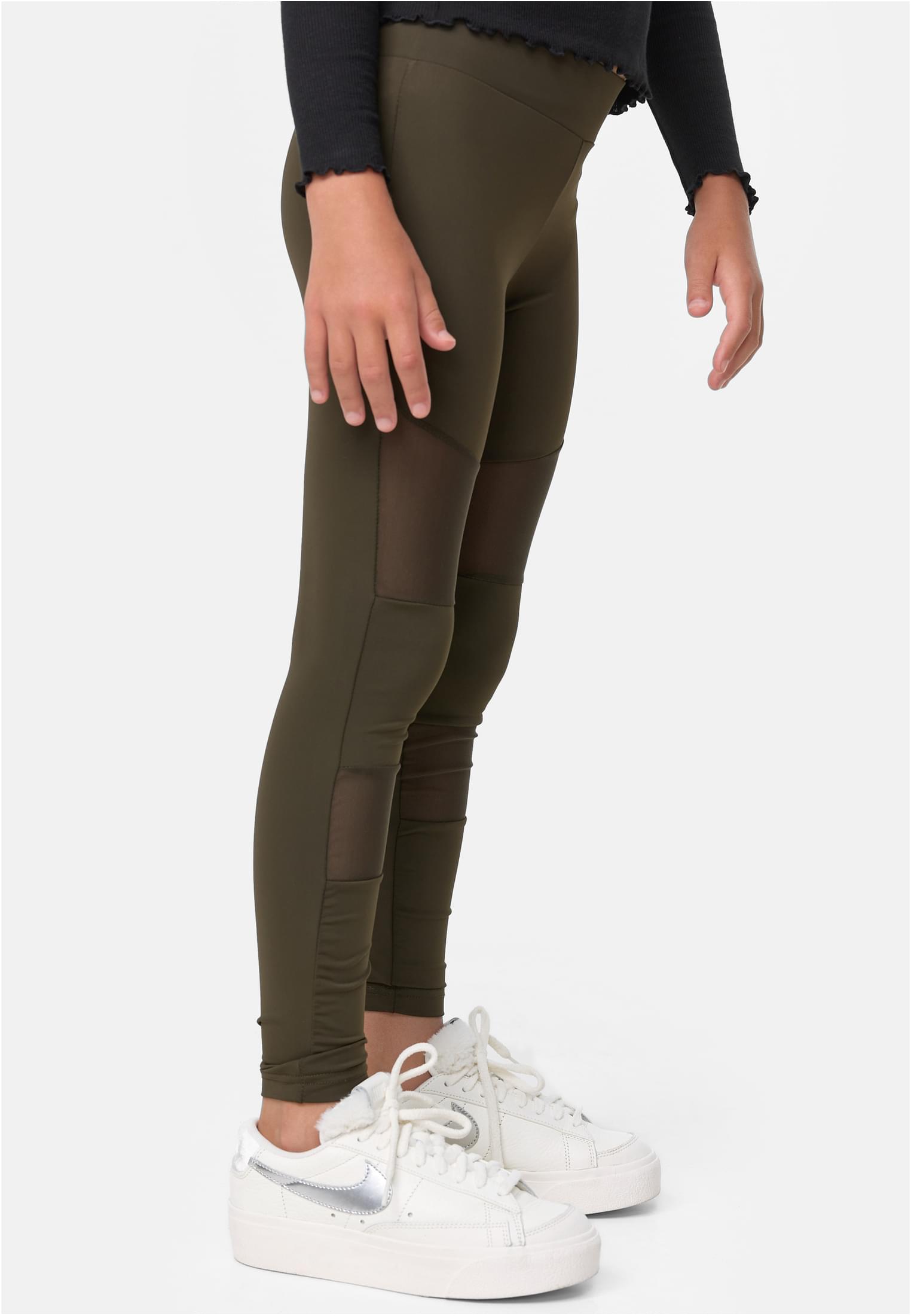 Girls Tech Mesh Leggings | darkolive