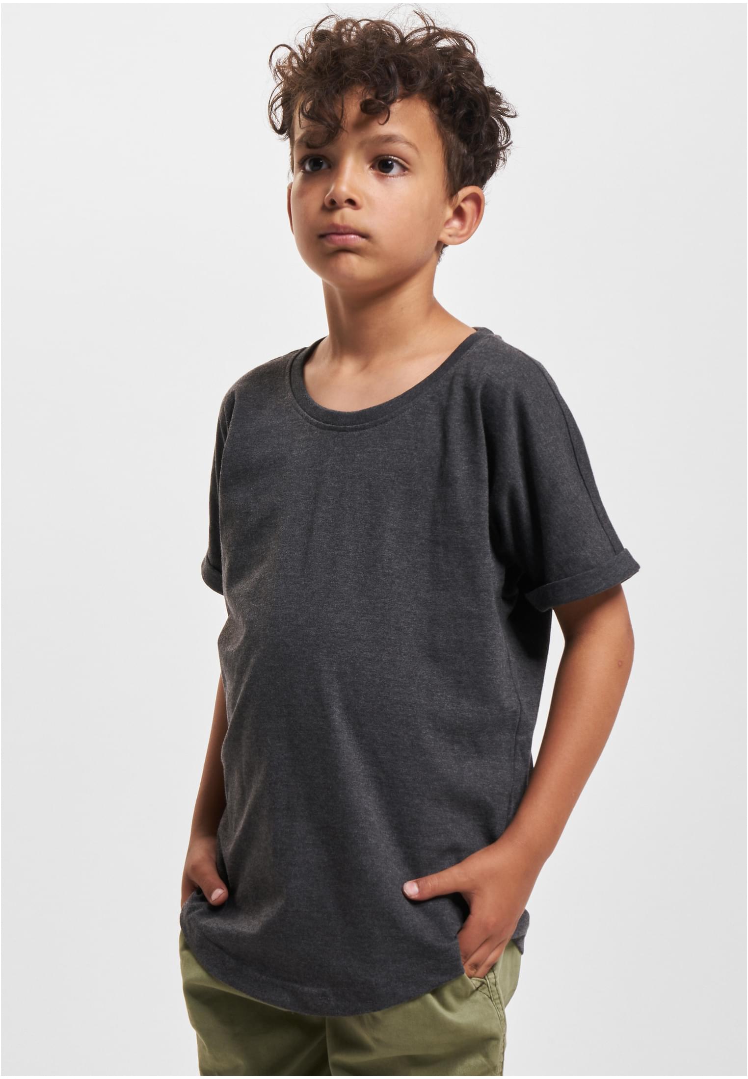 Boys Long Shaped Turnup Tee | charcoal