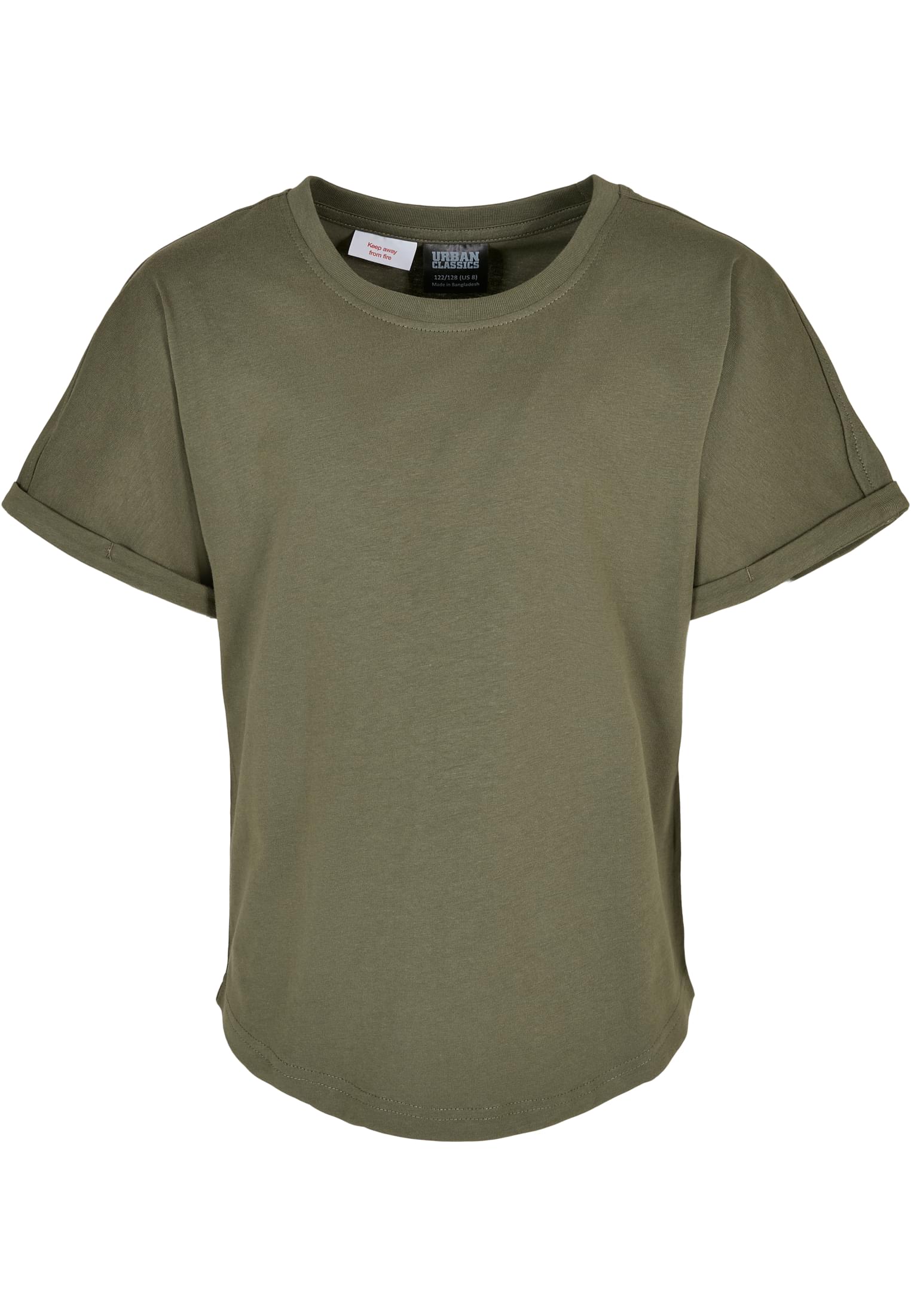 Boys Long Shaped Turnup Tee | olive