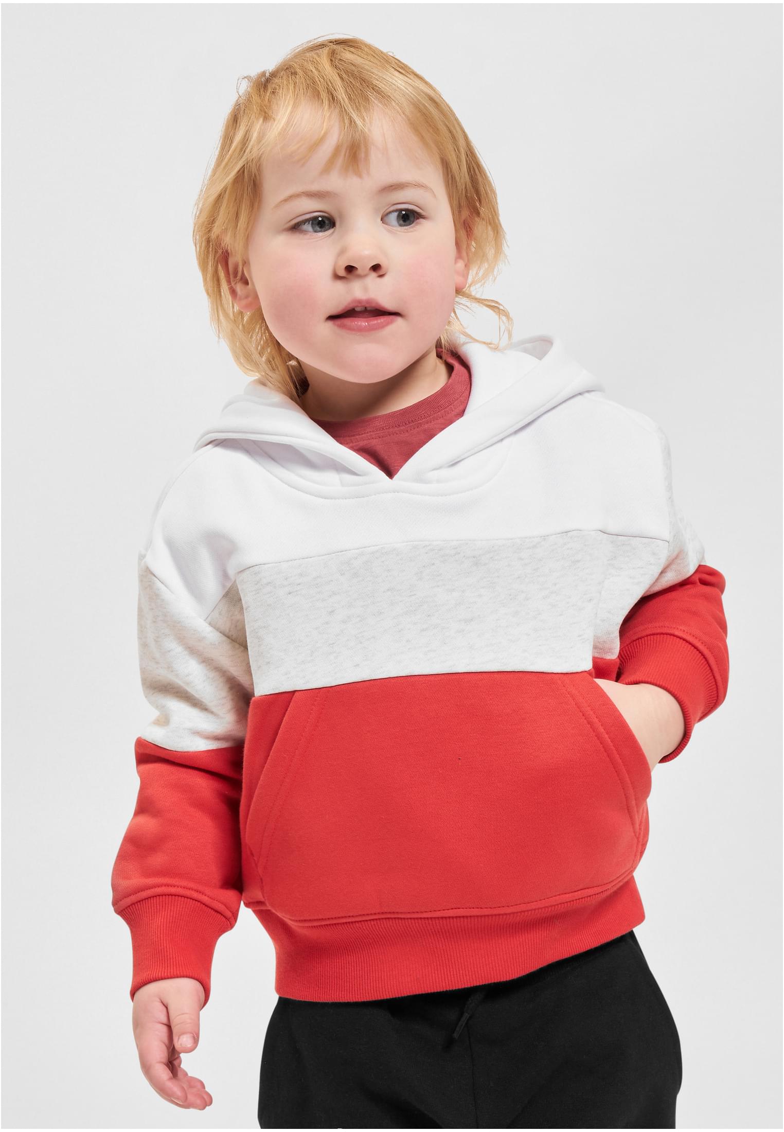 Girls Oversized 3-Tone Hoody | white/lightgrey/hugered