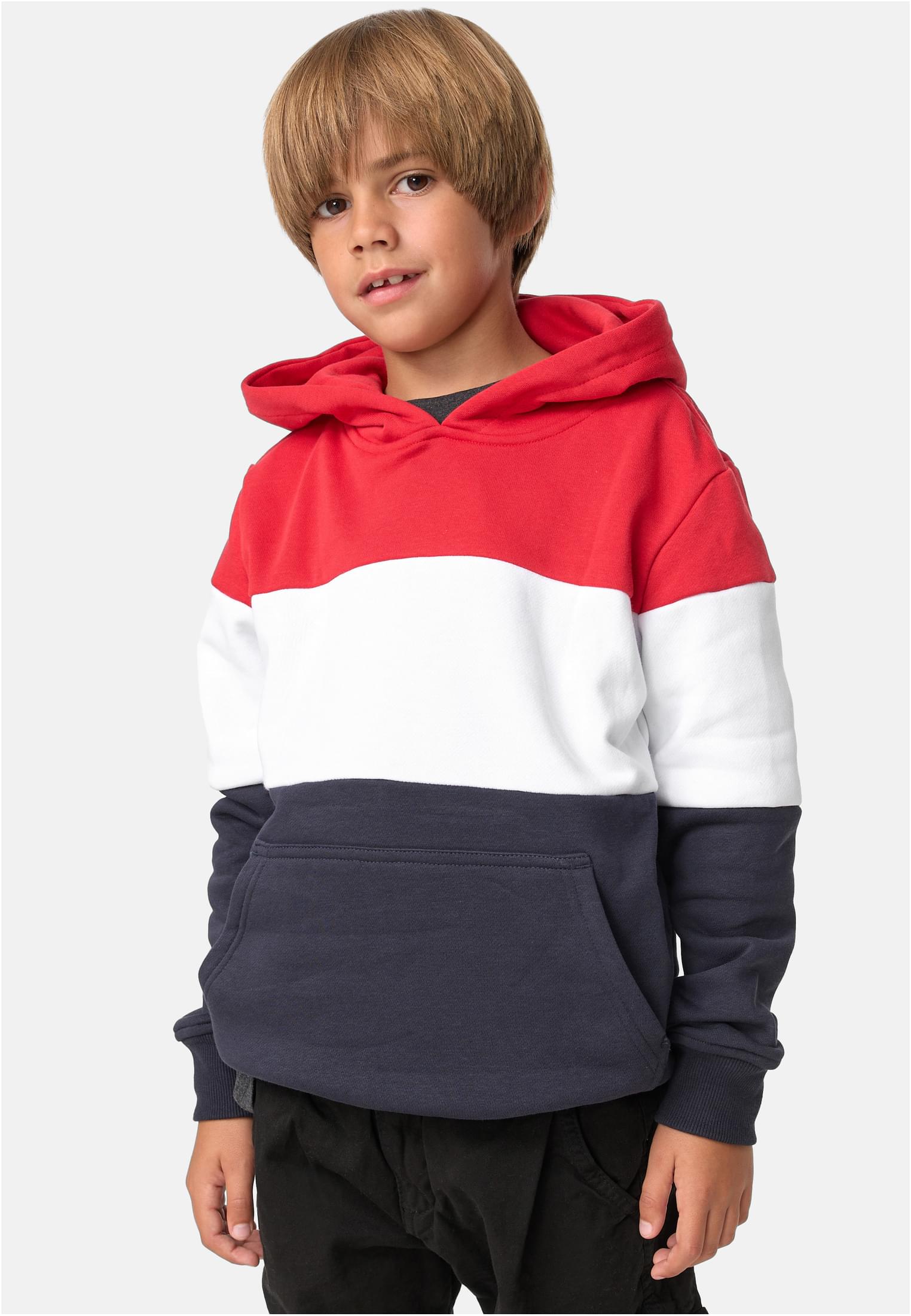 Boys 3-Tone Hoody | fire red/white/navy