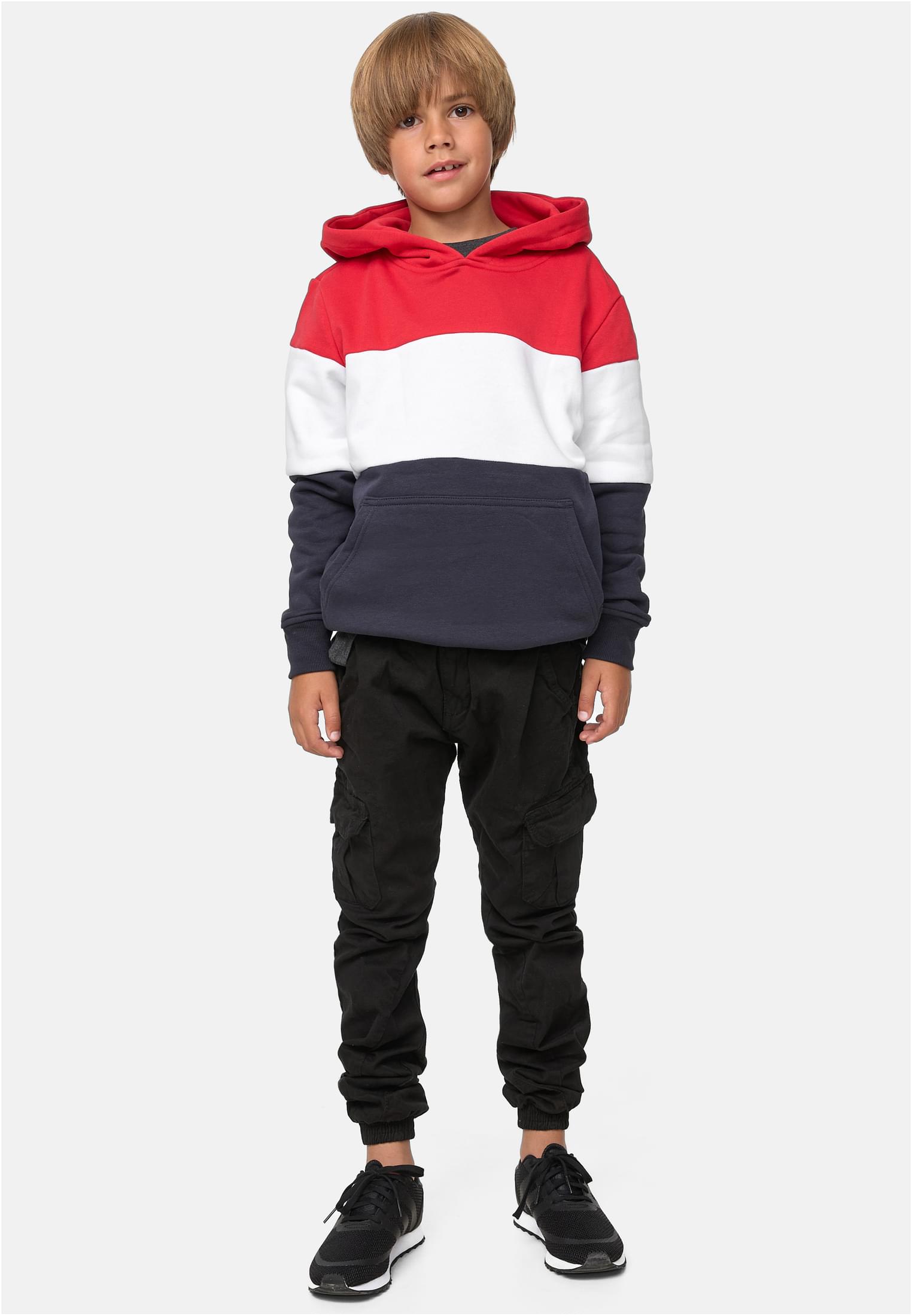 Boys 3-Tone Hoody | fire red/white/navy