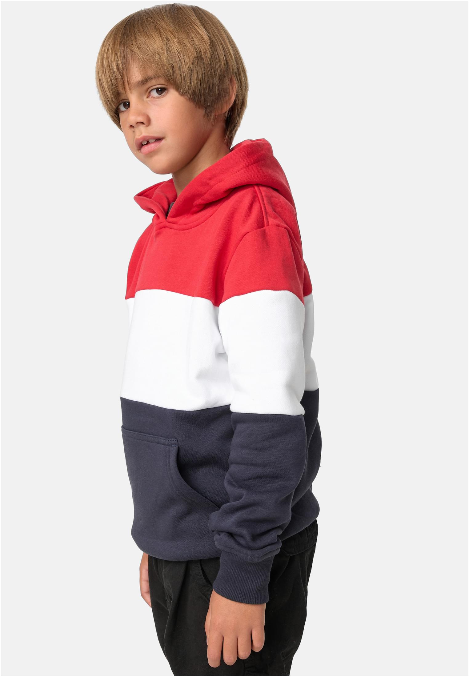 Boys 3-Tone Hoody | fire red/white/navy