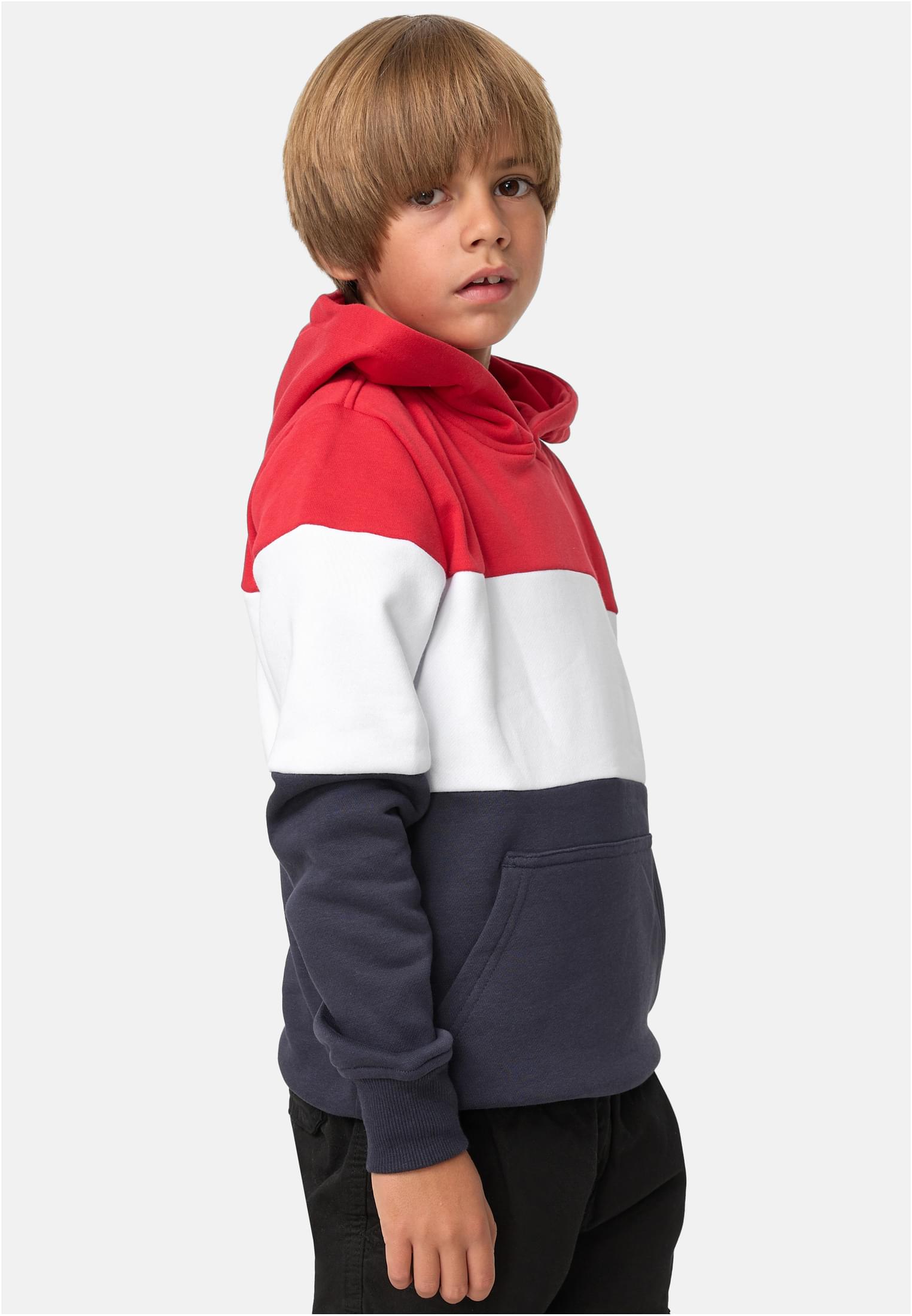 Boys 3-Tone Hoody | fire red/white/navy