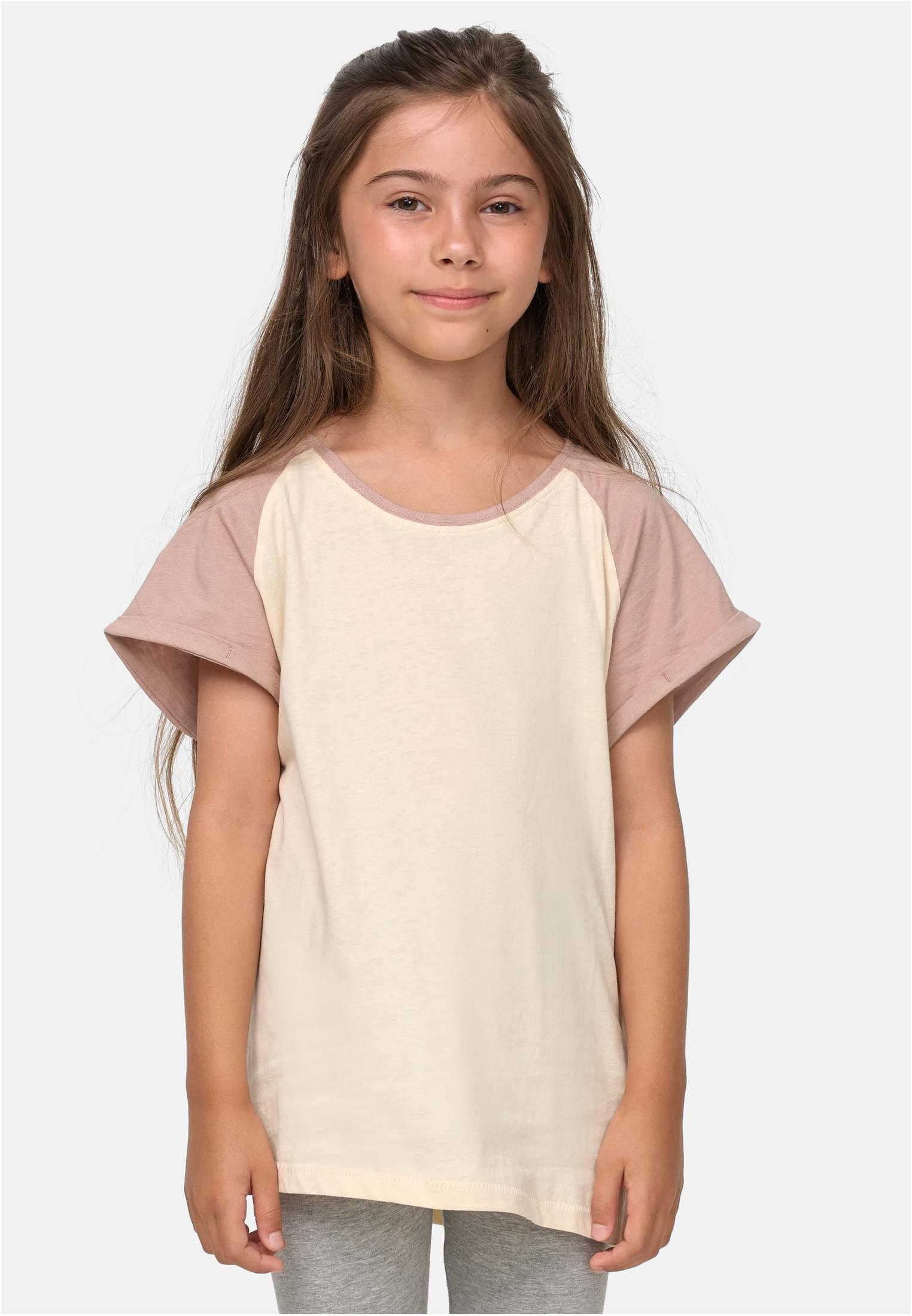 Girls Contrast Raglan Tee | whitesand/duskrose