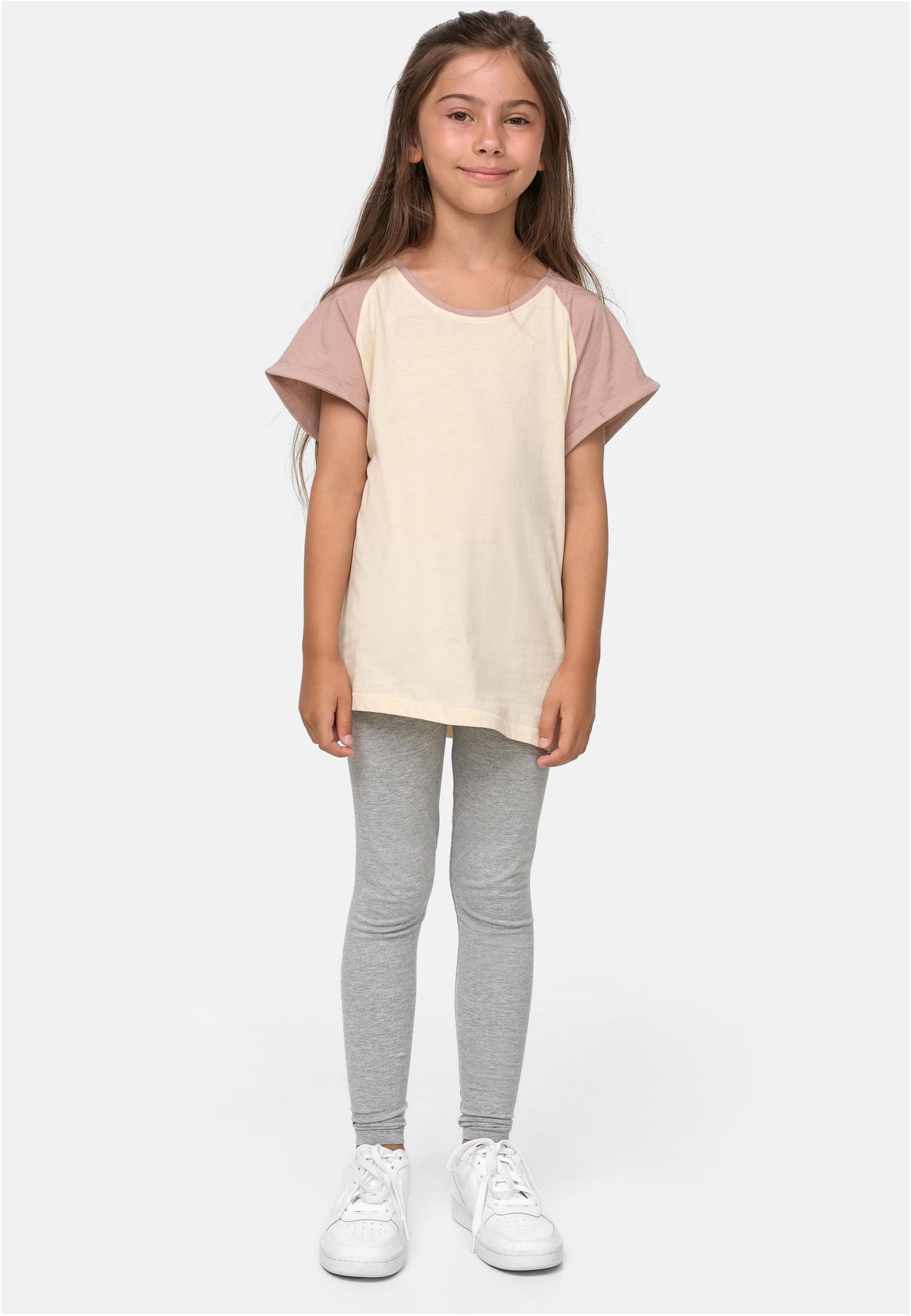 Girls Contrast Raglan Tee | whitesand/duskrose