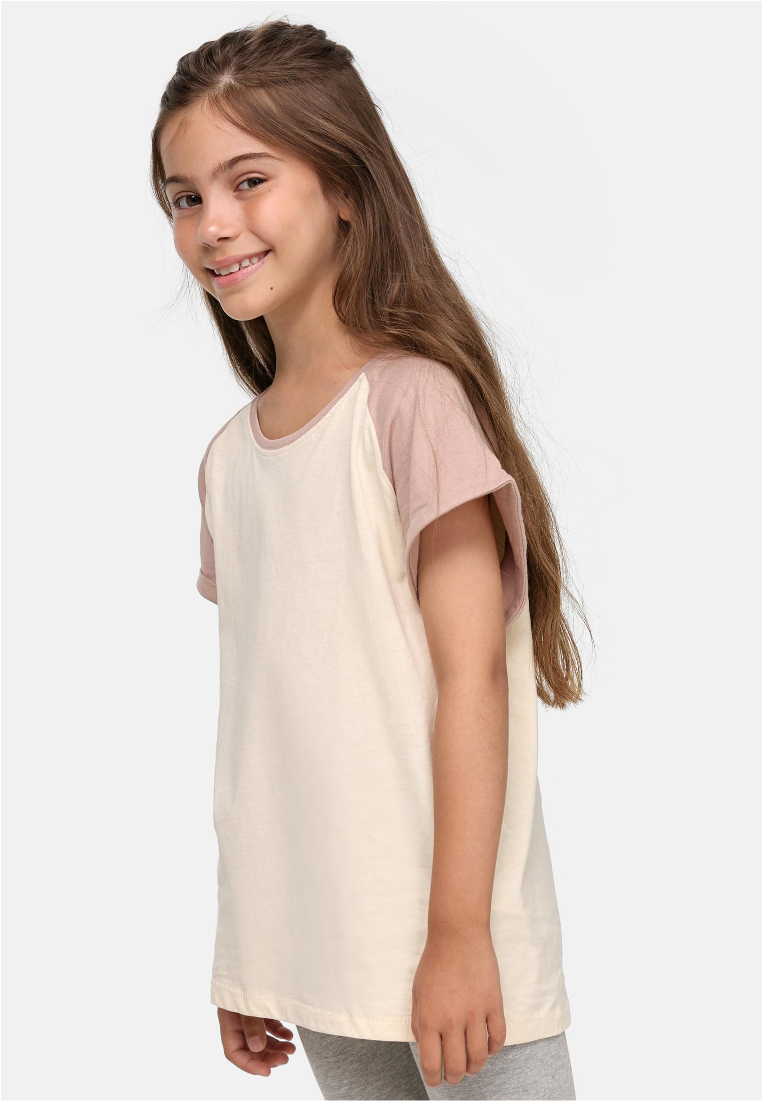 Girls Contrast Raglan Tee | whitesand/duskrose