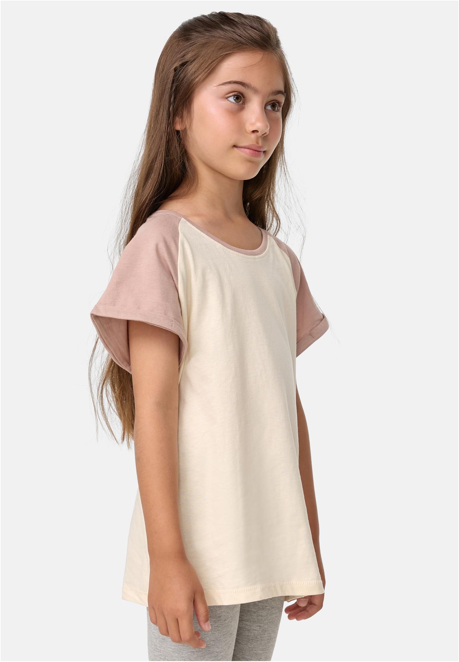 Girls Contrast Raglan Tee | whitesand/duskrose