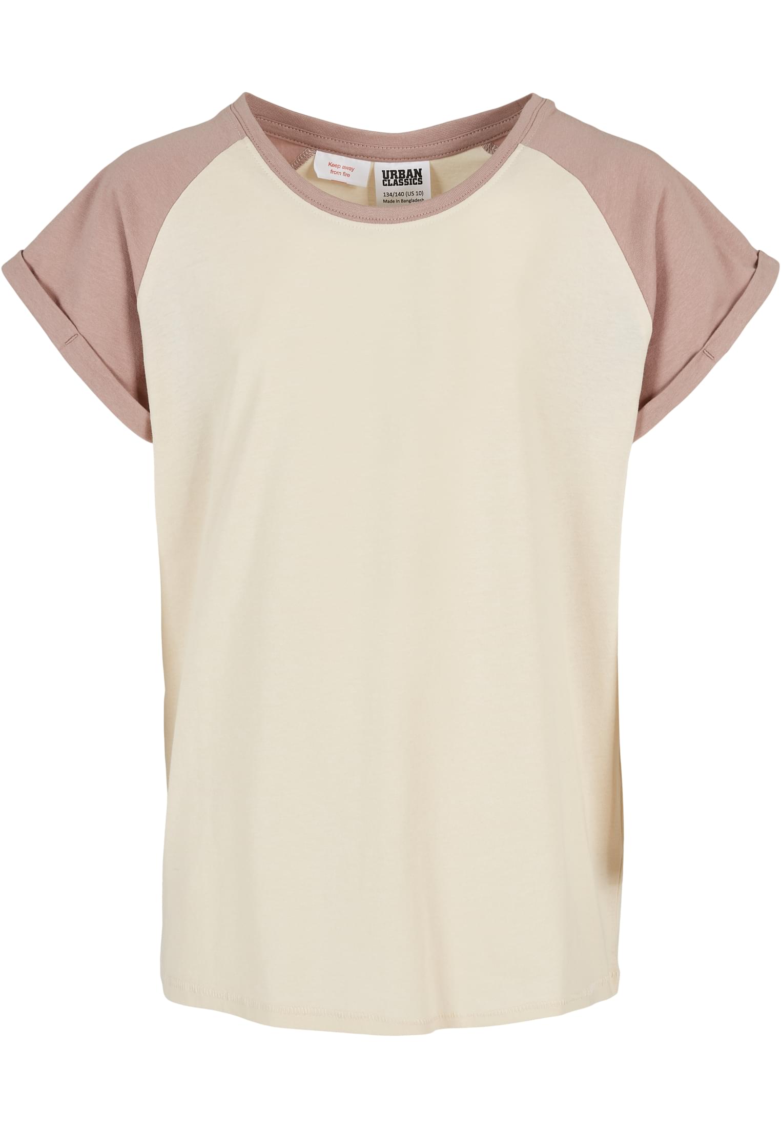 Girls Contrast Raglan Tee | whitesand/duskrose