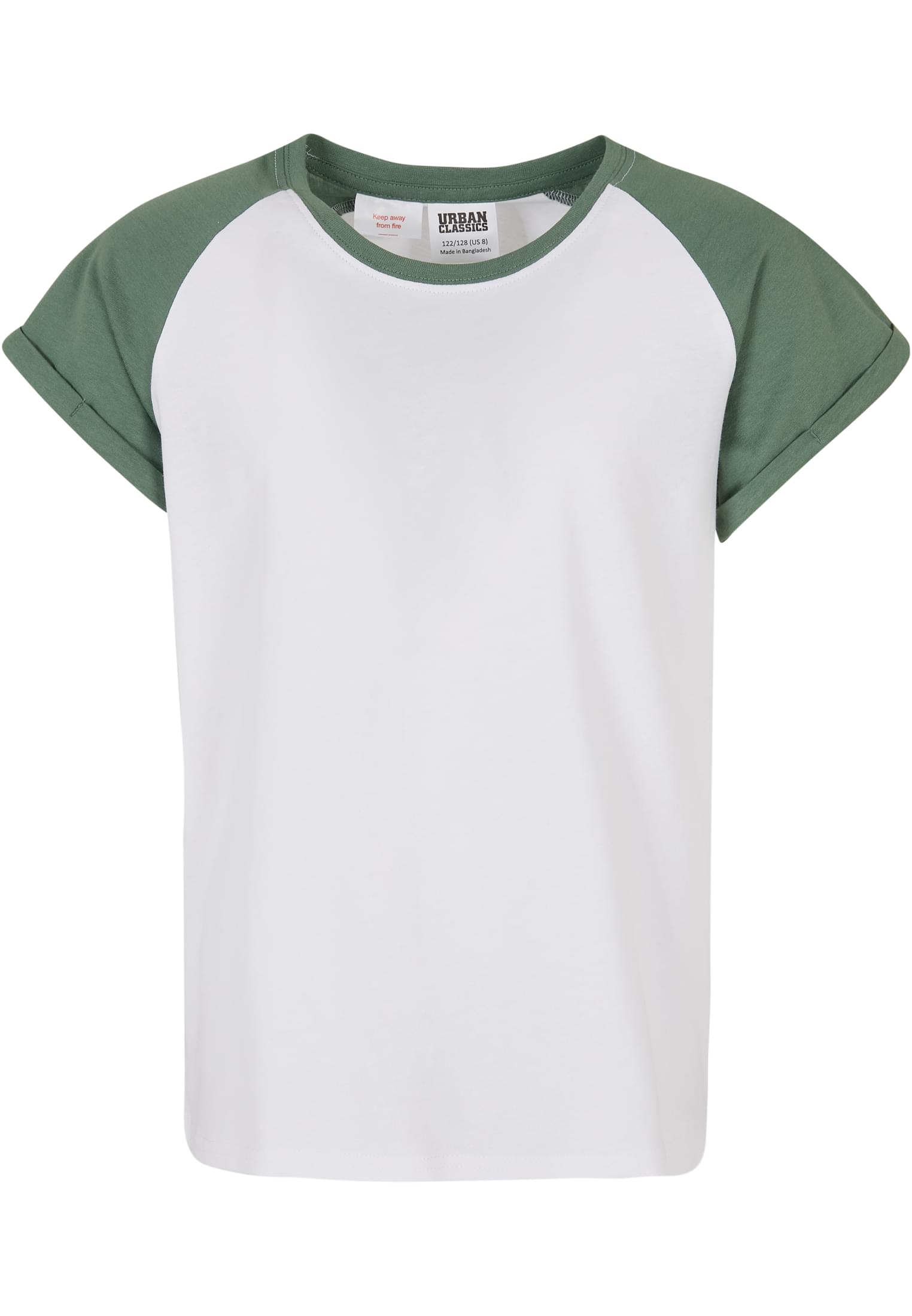 Girls Contrast Raglan Tee | white/salvia