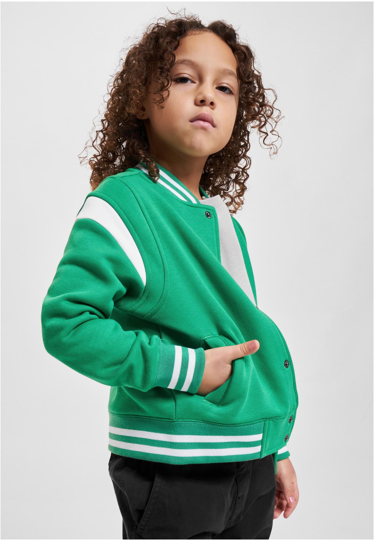 Boys Inset College Sweat Jacket | bodegagreen/white