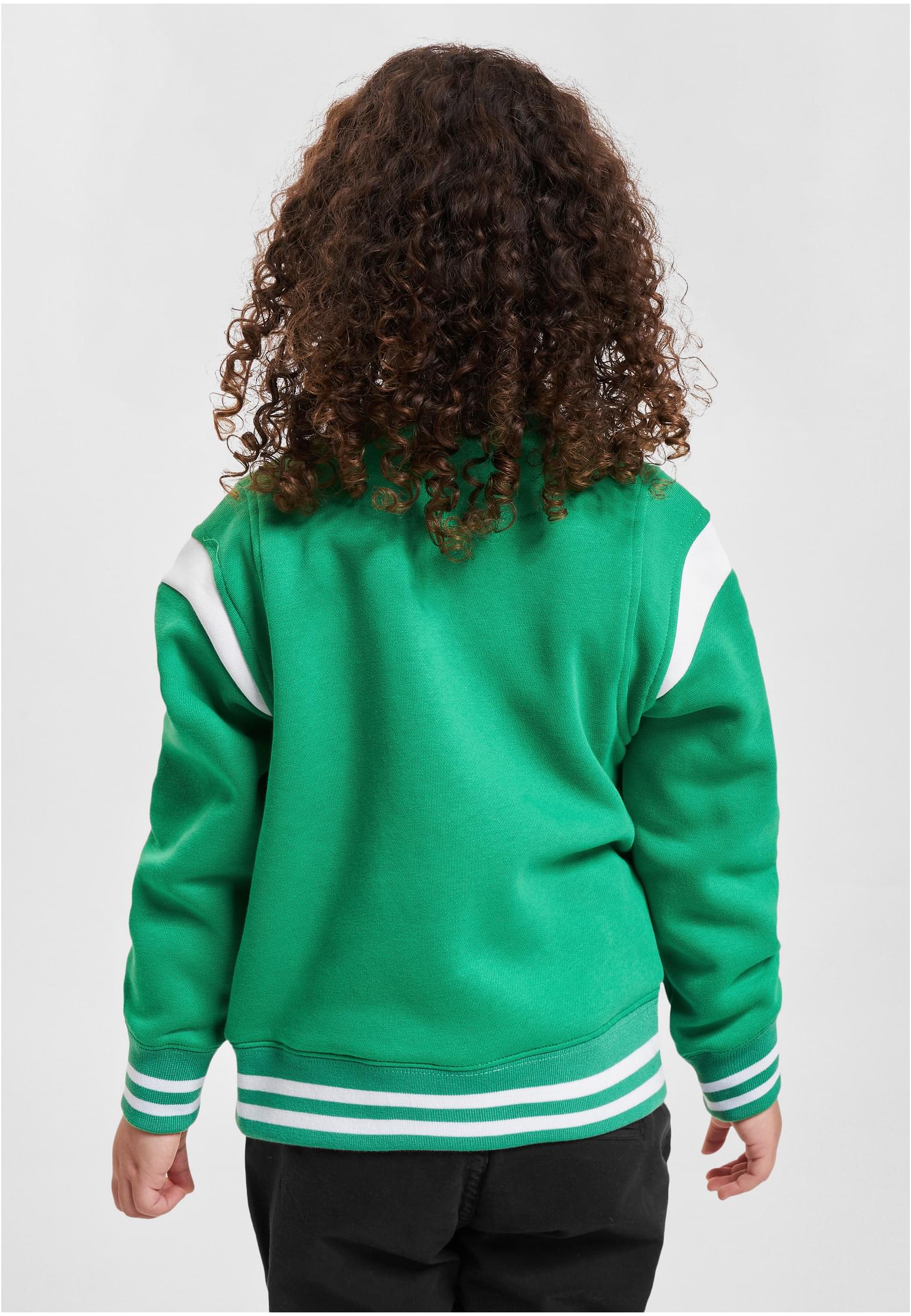 Boys Inset College Sweat Jacket | bodegagreen/white