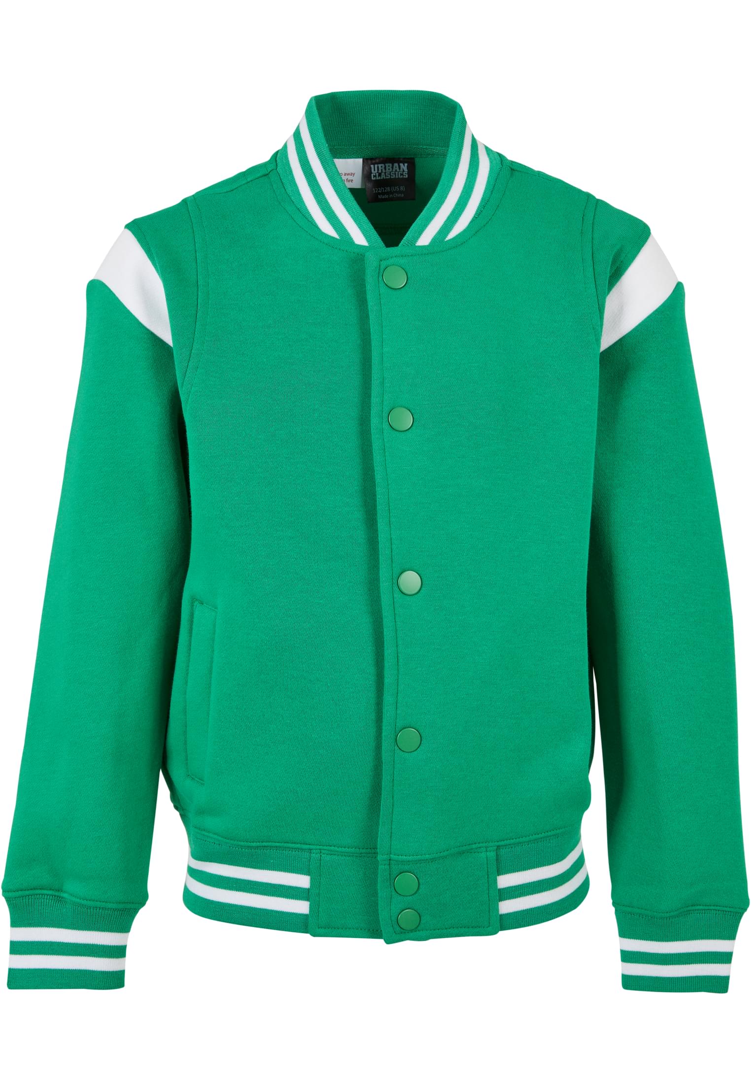 Boys Inset College Sweat Jacket | bodegagreen/white