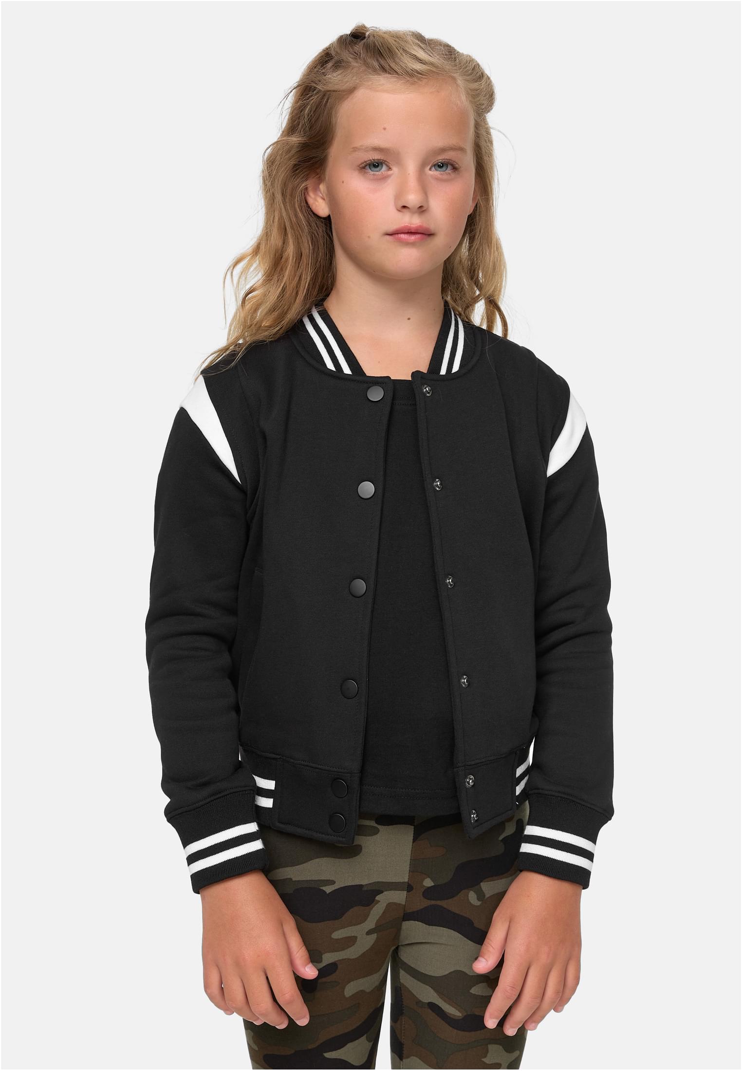 Girls Inset College Sweat Jacket | black/white