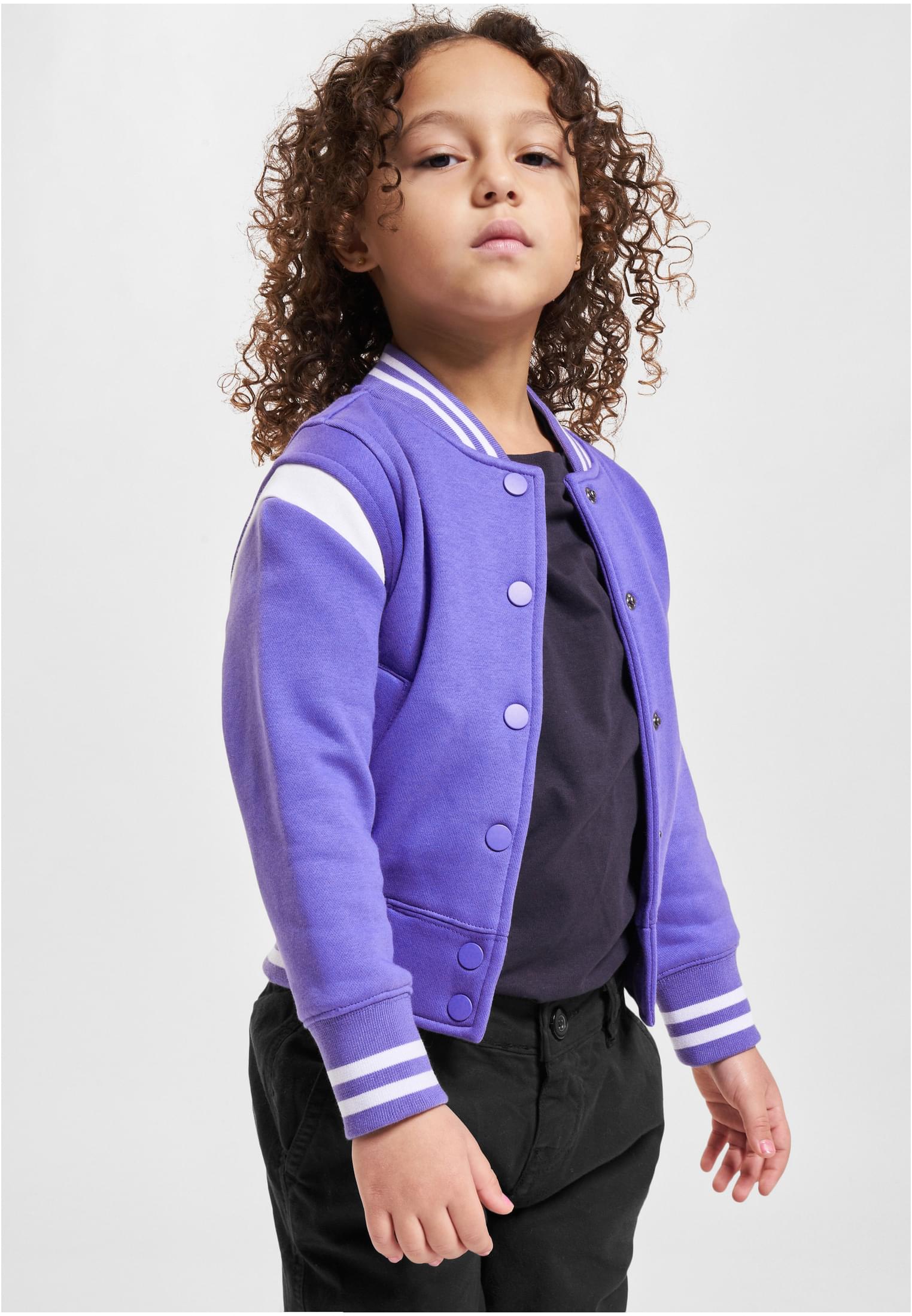 Girls Inset College Sweat Jacket | purpleday/white