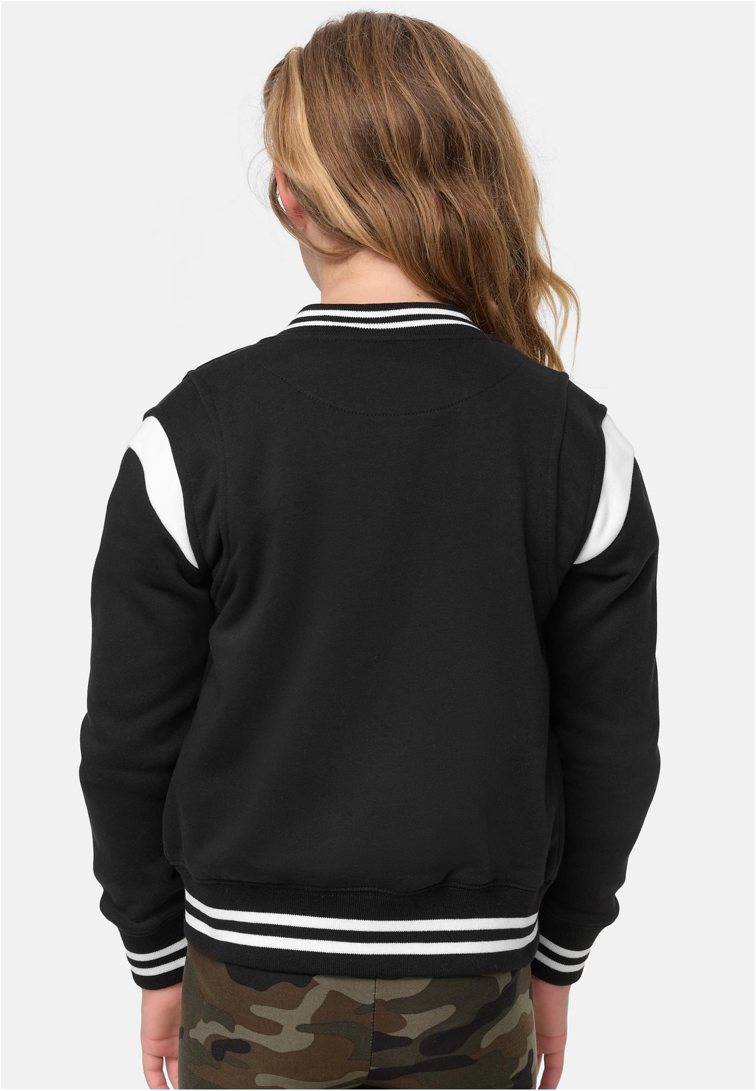 Girls Inset College Sweat Jacket | black/white