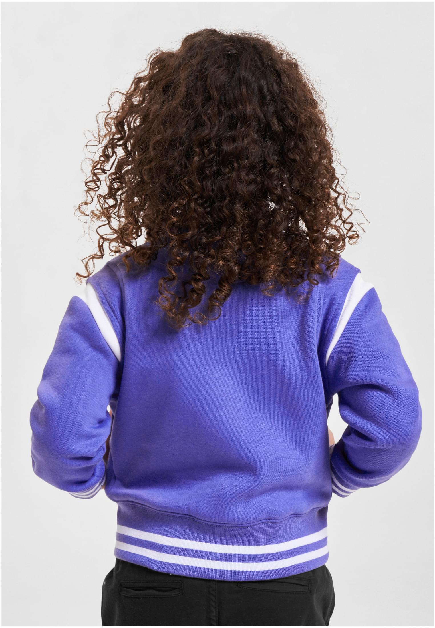 Girls Inset College Sweat Jacket | purpleday/white