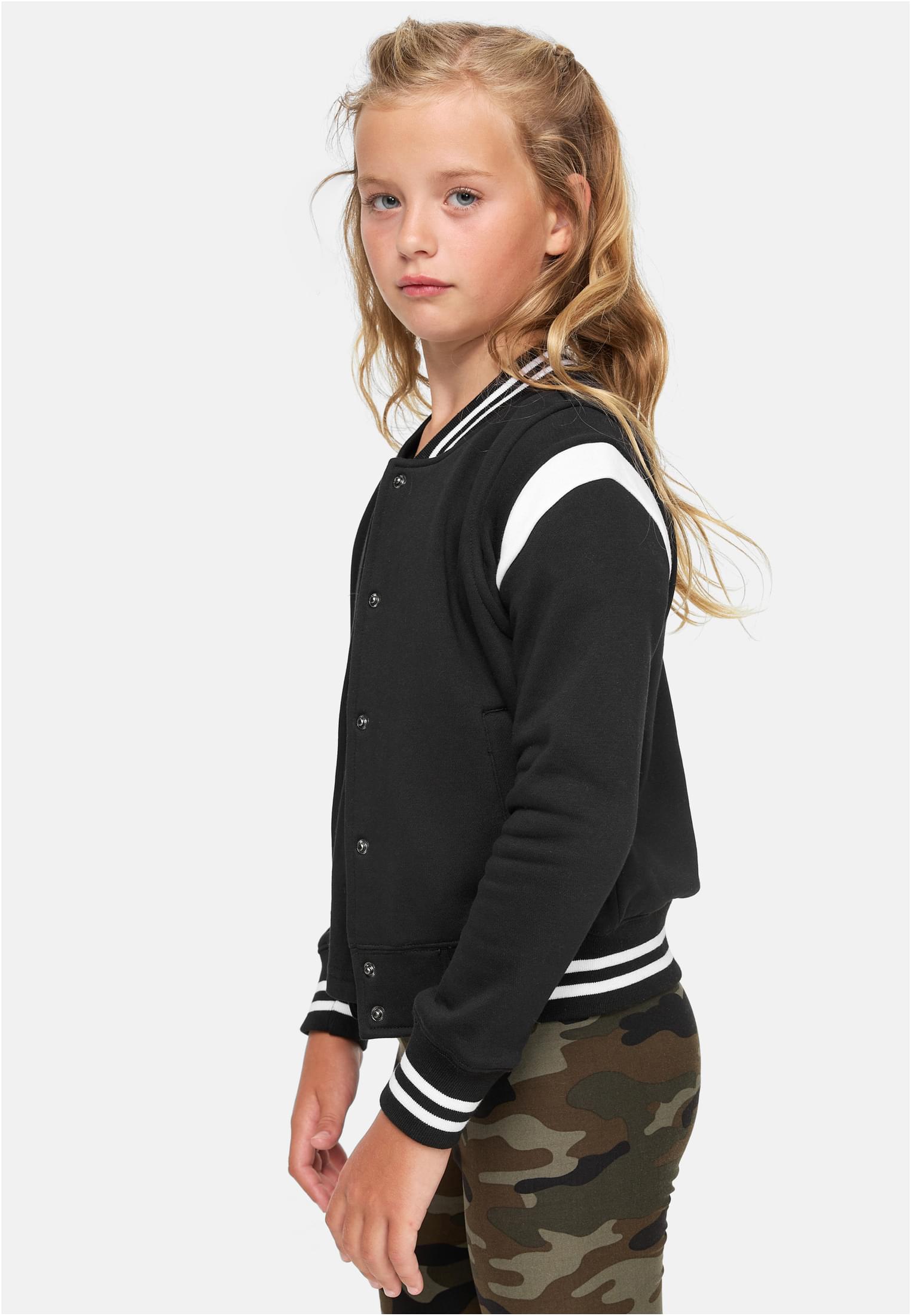 Girls Inset College Sweat Jacket | black/white