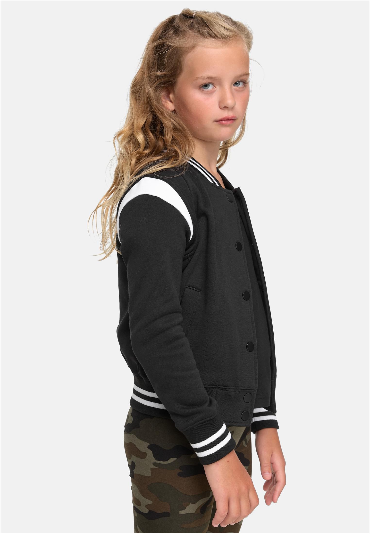 Girls Inset College Sweat Jacket | black/white