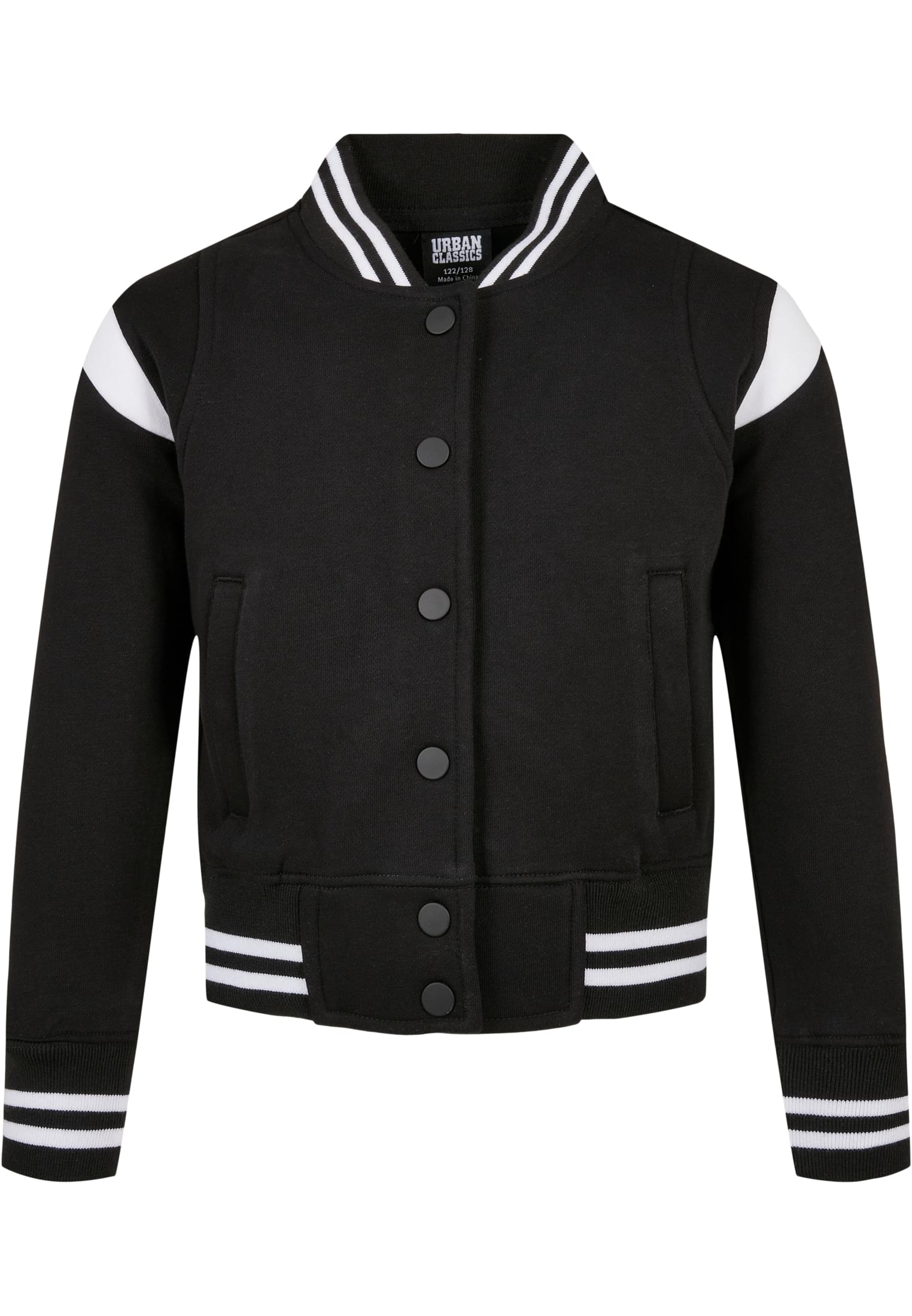 Girls Inset College Sweat Jacket | black/white