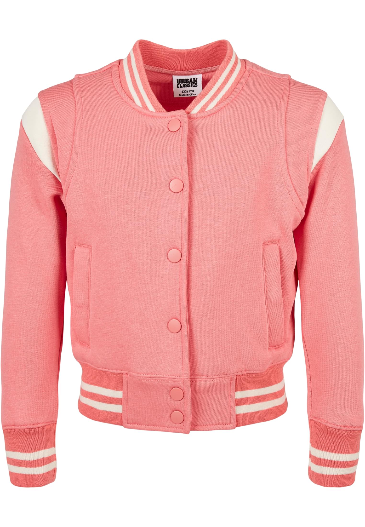 Girls Inset College Sweat Jacket | palepink/whitesand