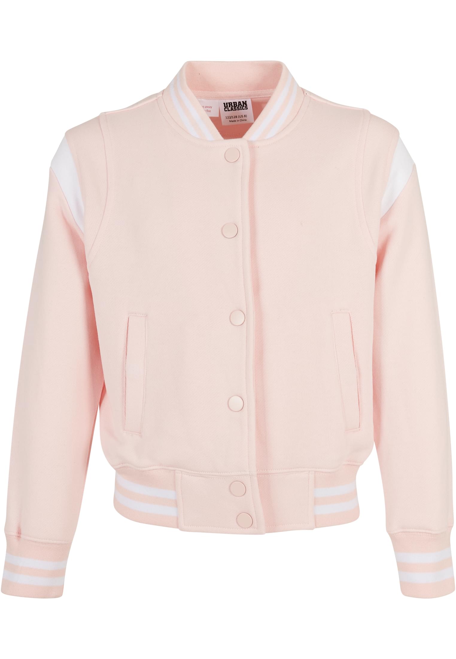 Girls Inset College Sweat Jacket | pink/white