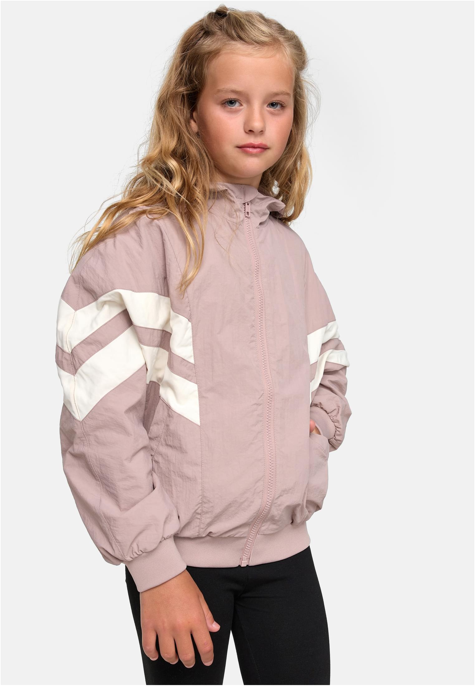 Girls Crinkle Batwing Jacket | duskrose/whitesand