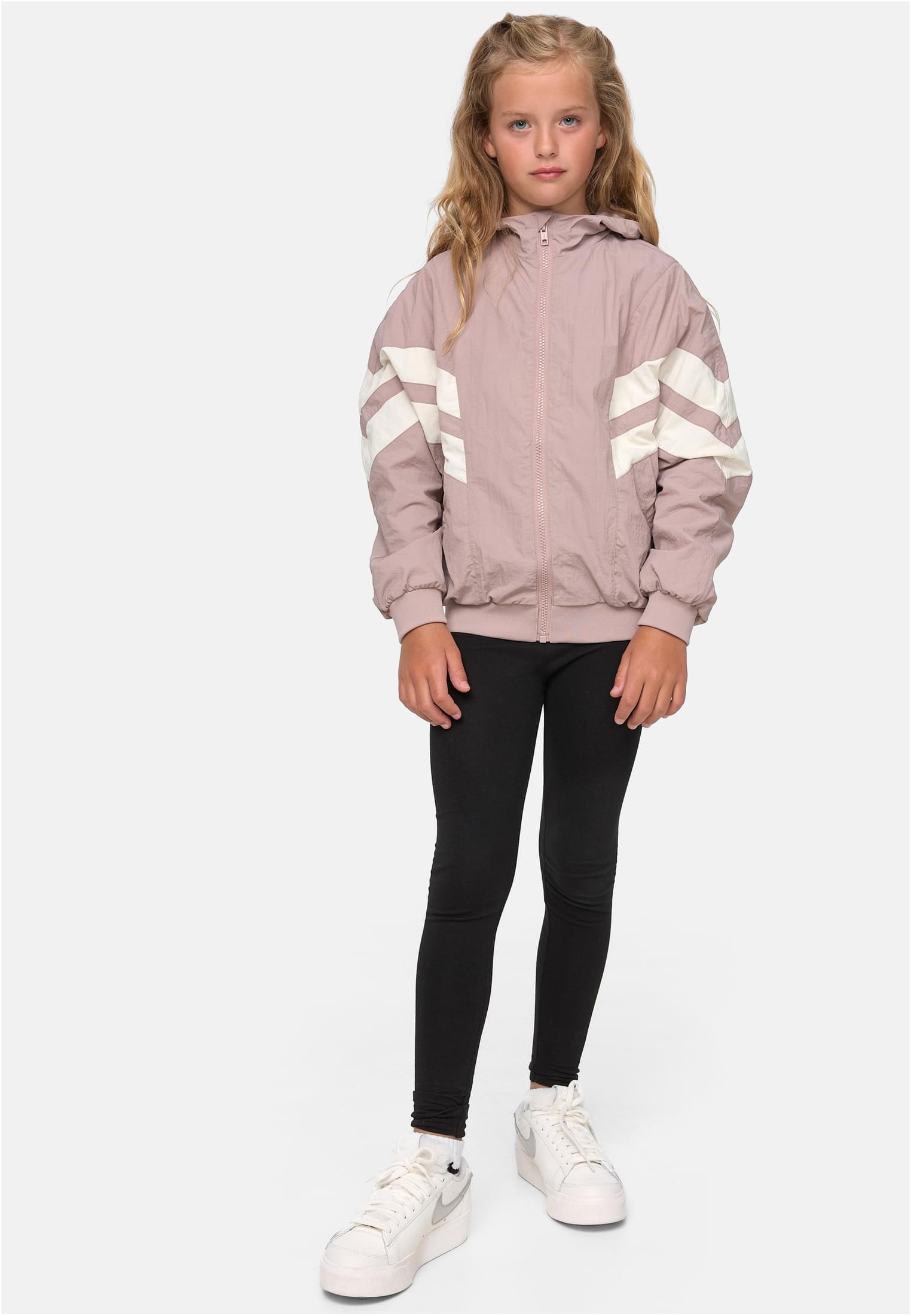 Girls Crinkle Batwing Jacket | duskrose/whitesand