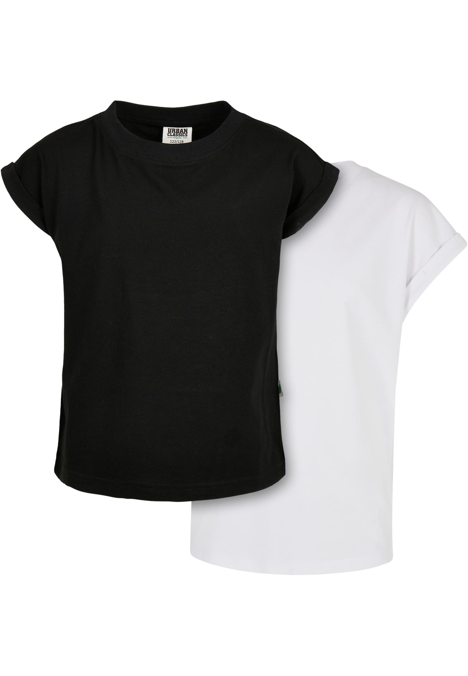 Girls Organic Extended Shoulder Tee 2-Pack | black/white