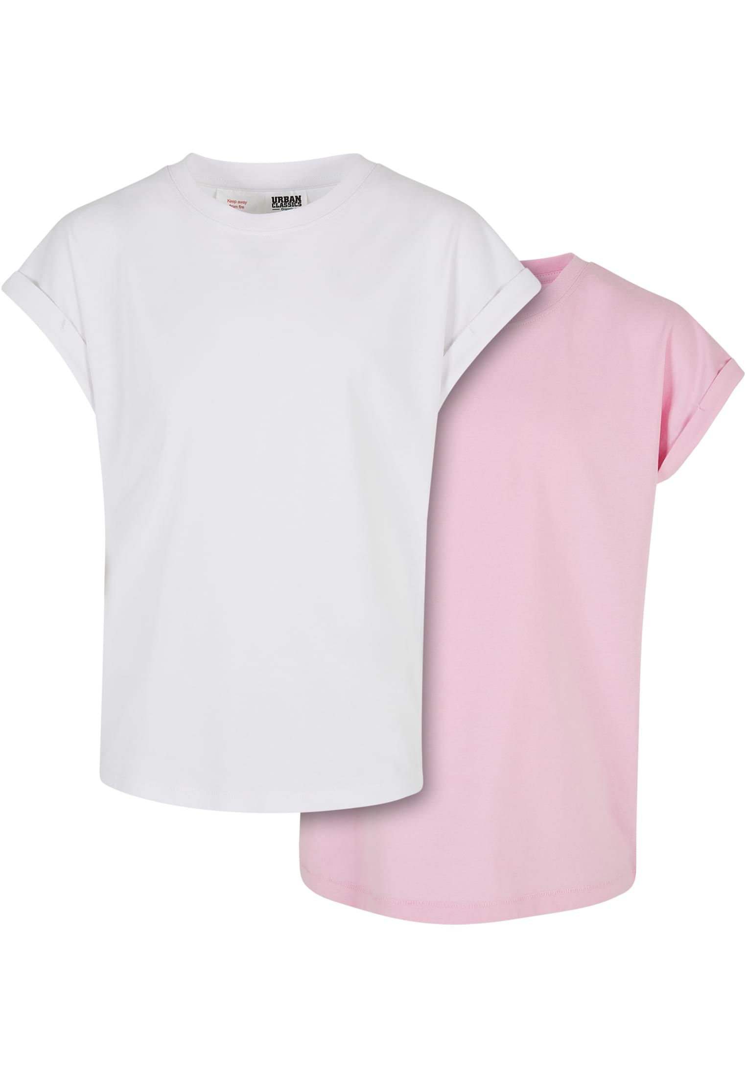 Girls Organic Extended Shoulder Tee 2-Pack | white/girlypink